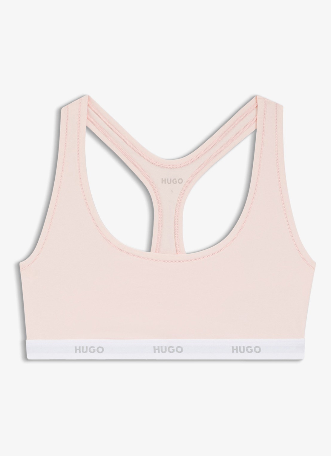 HUGO Bralette met logoband - voorkant lichtroze