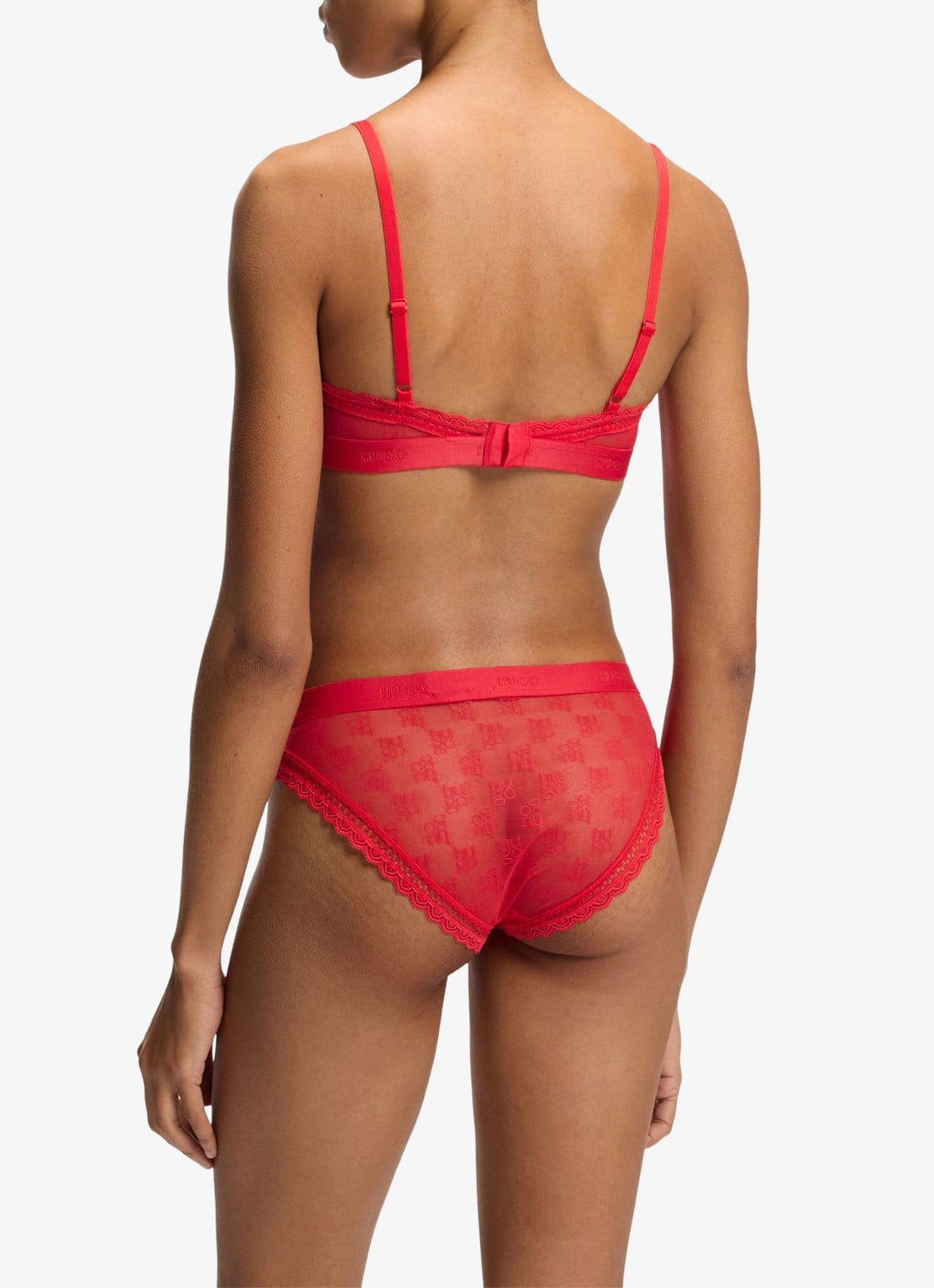 HUGO Bralette van kant - achterkant 3 rood