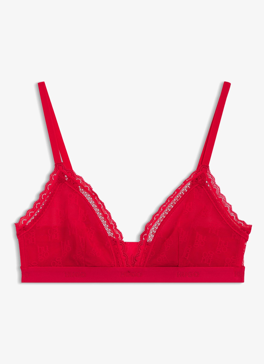 HUGO Bralette van kant - voorkant rood