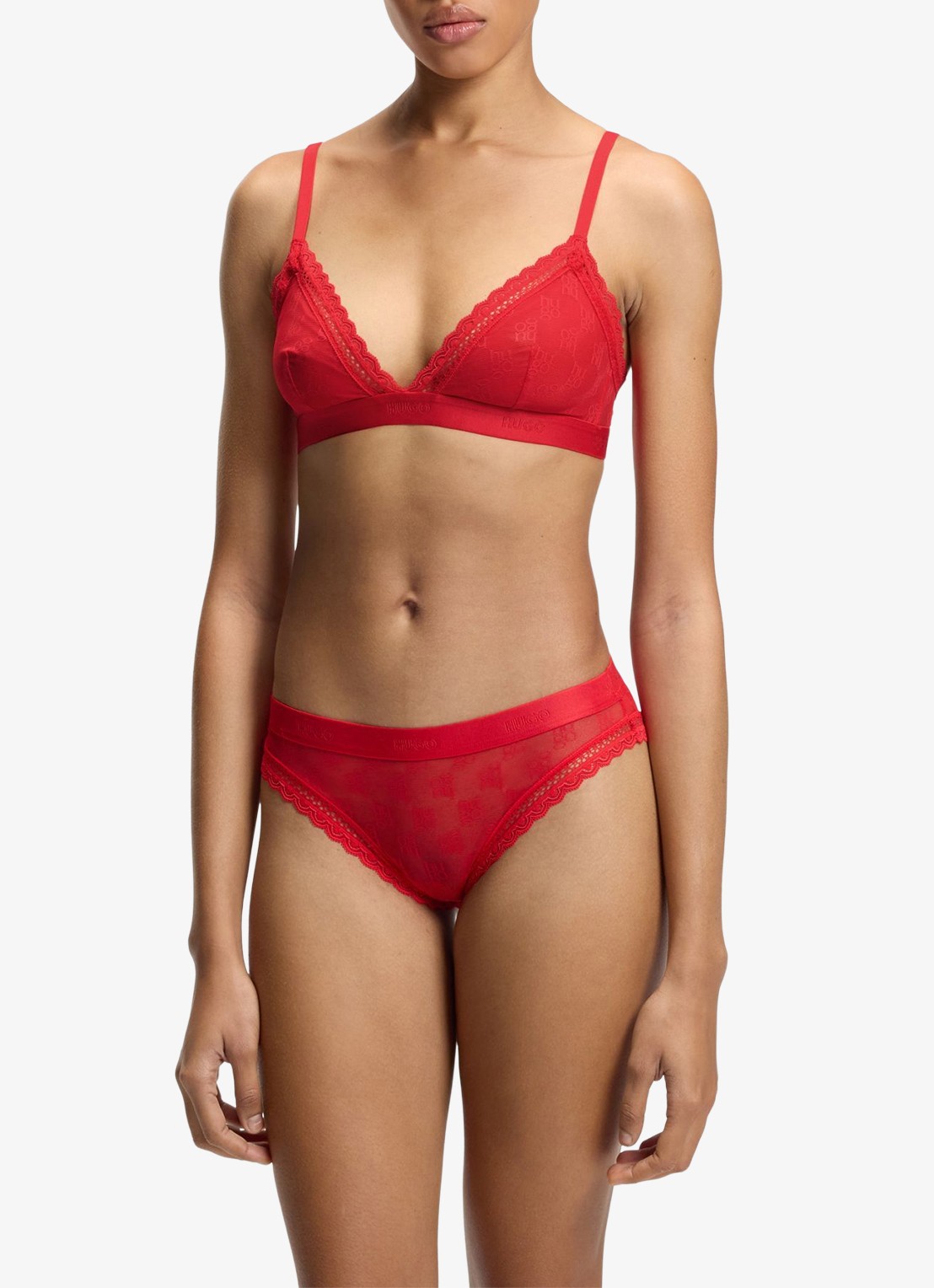 HUGO Bralette van kant - voorkant 2 rood