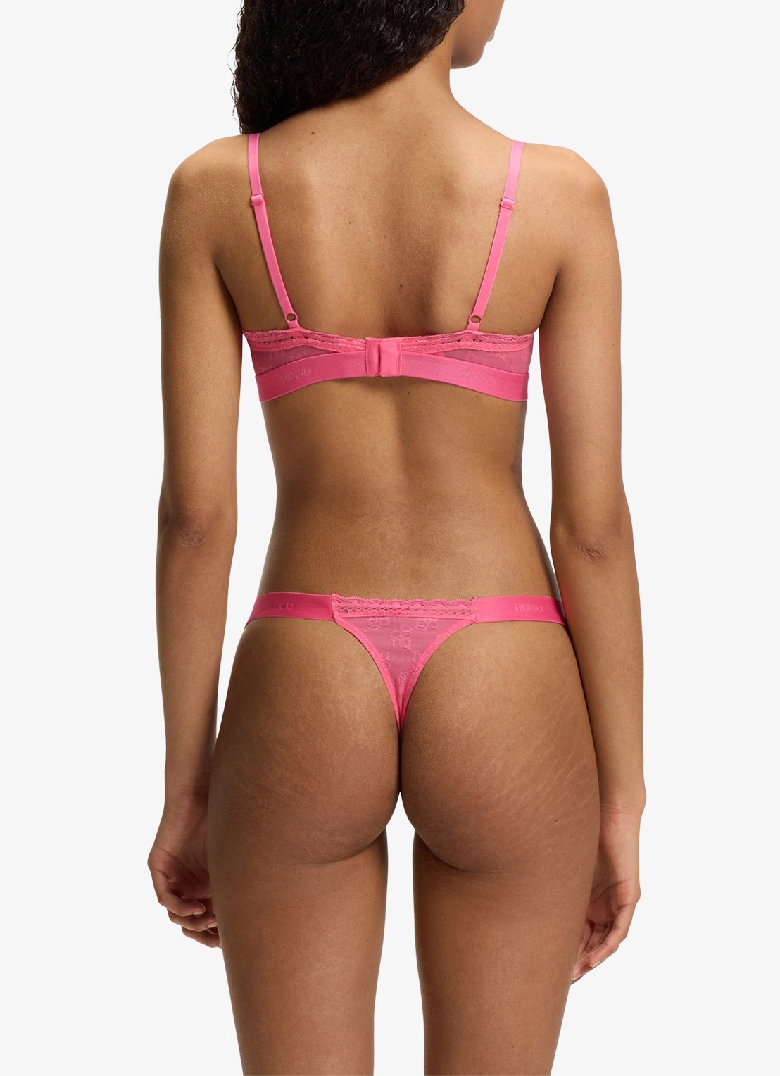 HUGO Bralette van kant - achterkant 2 roze