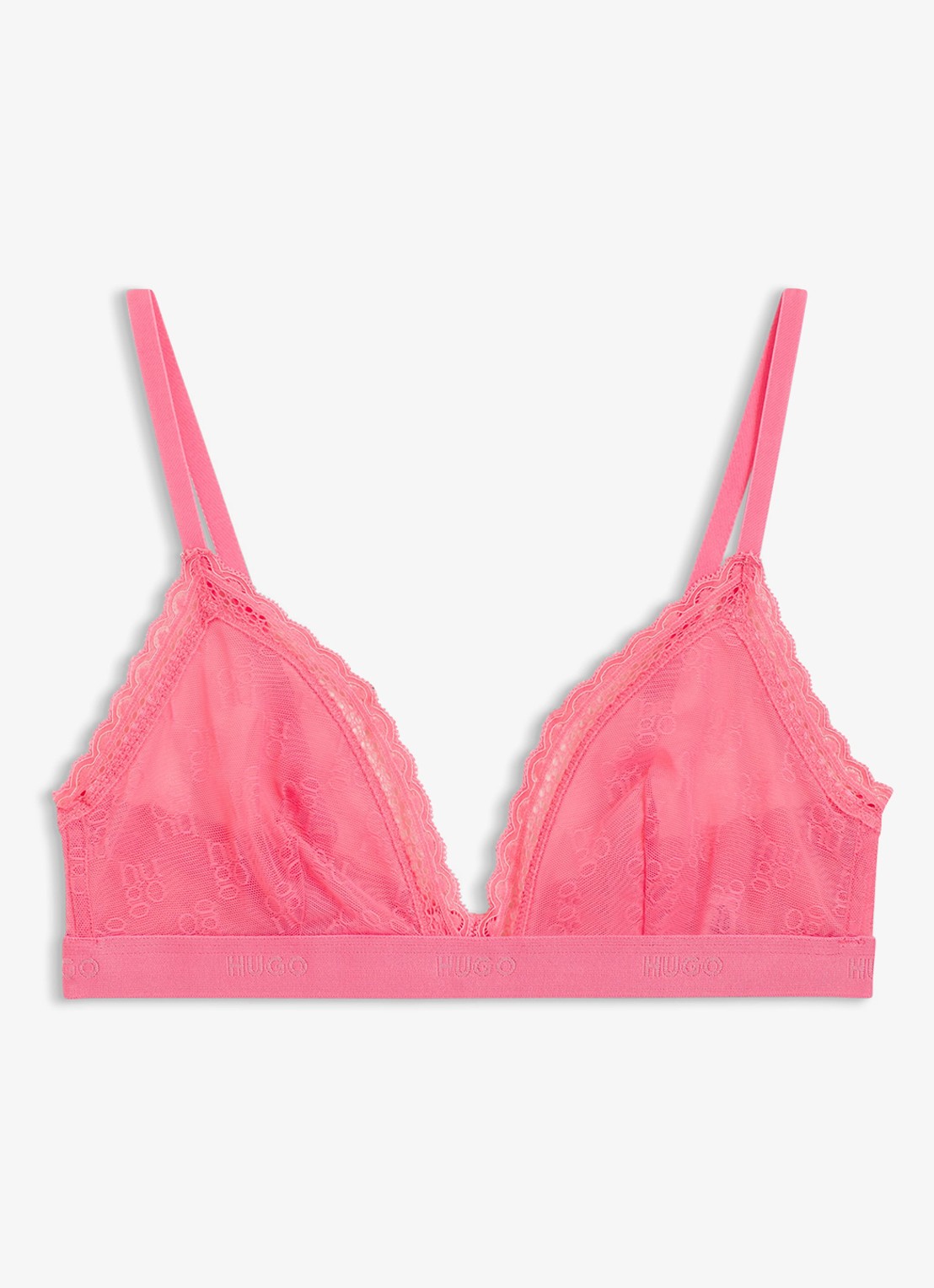 HUGO Bralette van kant - voorkant roze