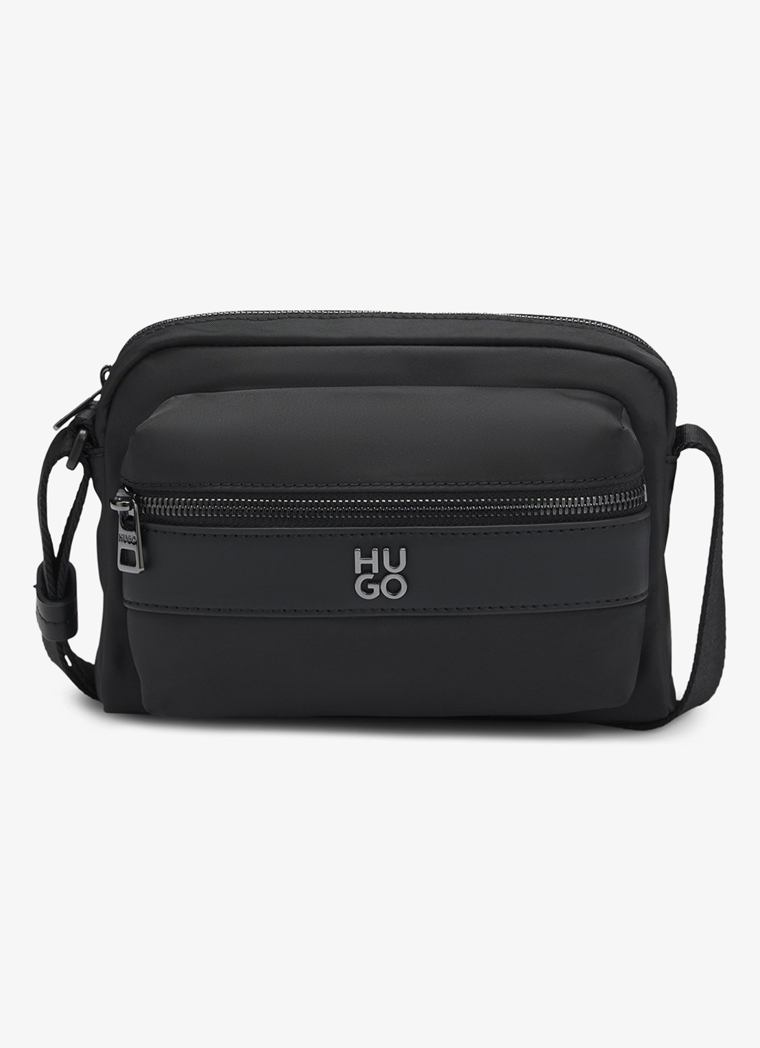 HUGO Crossbodytas met verstelbare schouderriem en logo - voorkant 3 zwart