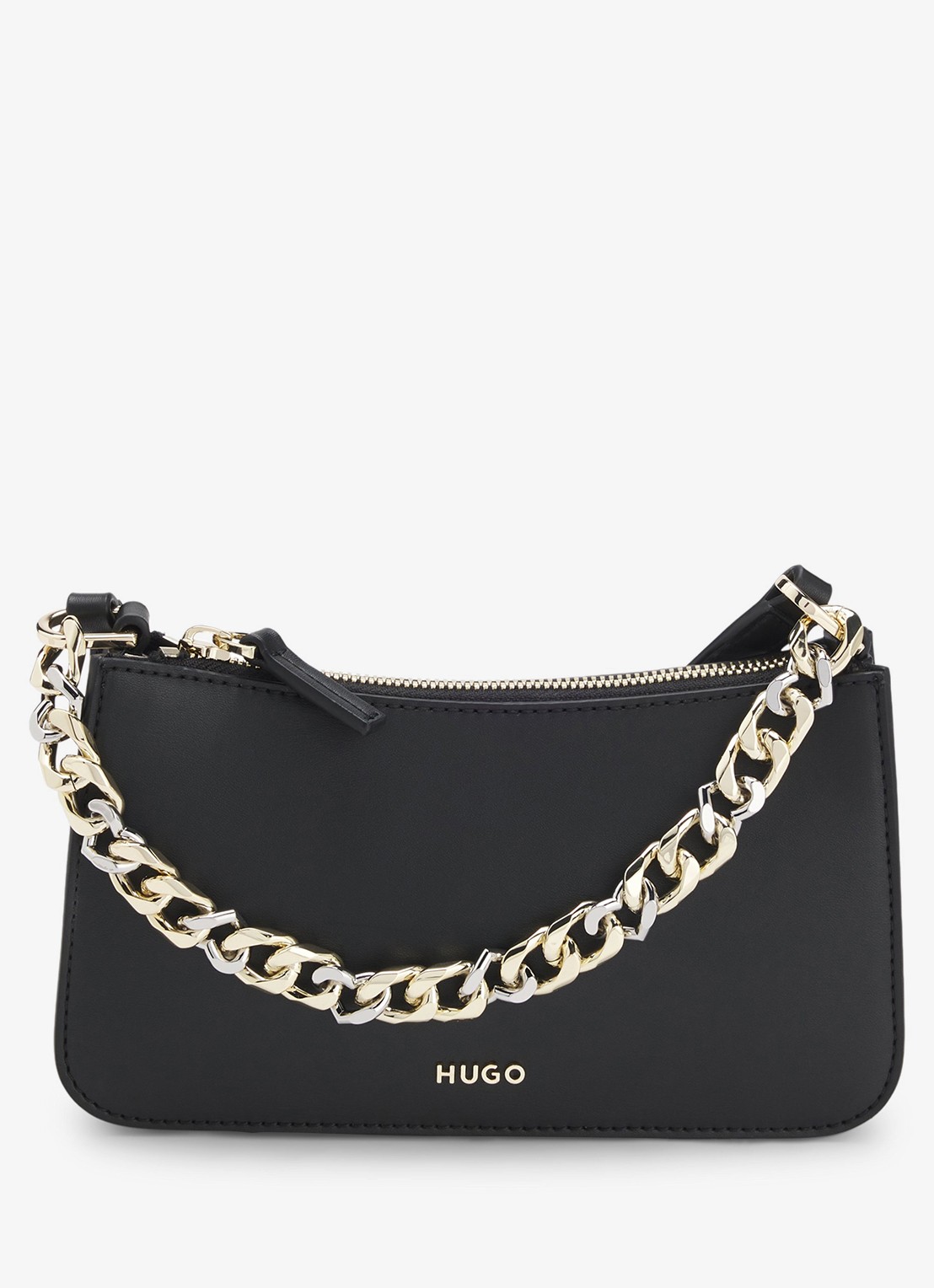 HUGO Crossbodytas van imitatieleer - voorkant zwart