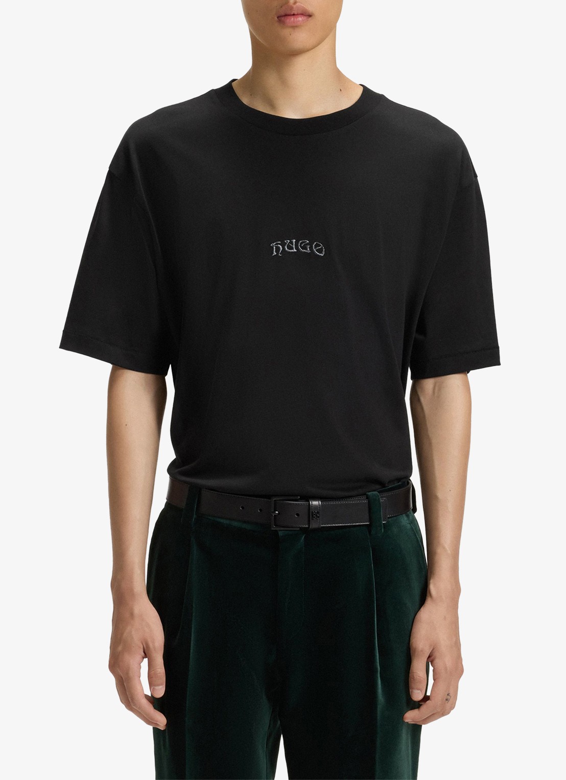 HUGO Dadsu oversized T-shirt met logo- en backprint - detail 4 zwart