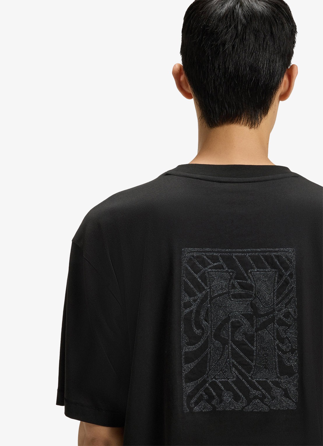 HUGO Dadsu oversized T-shirt met logo- en backprint - detail 5 zwart