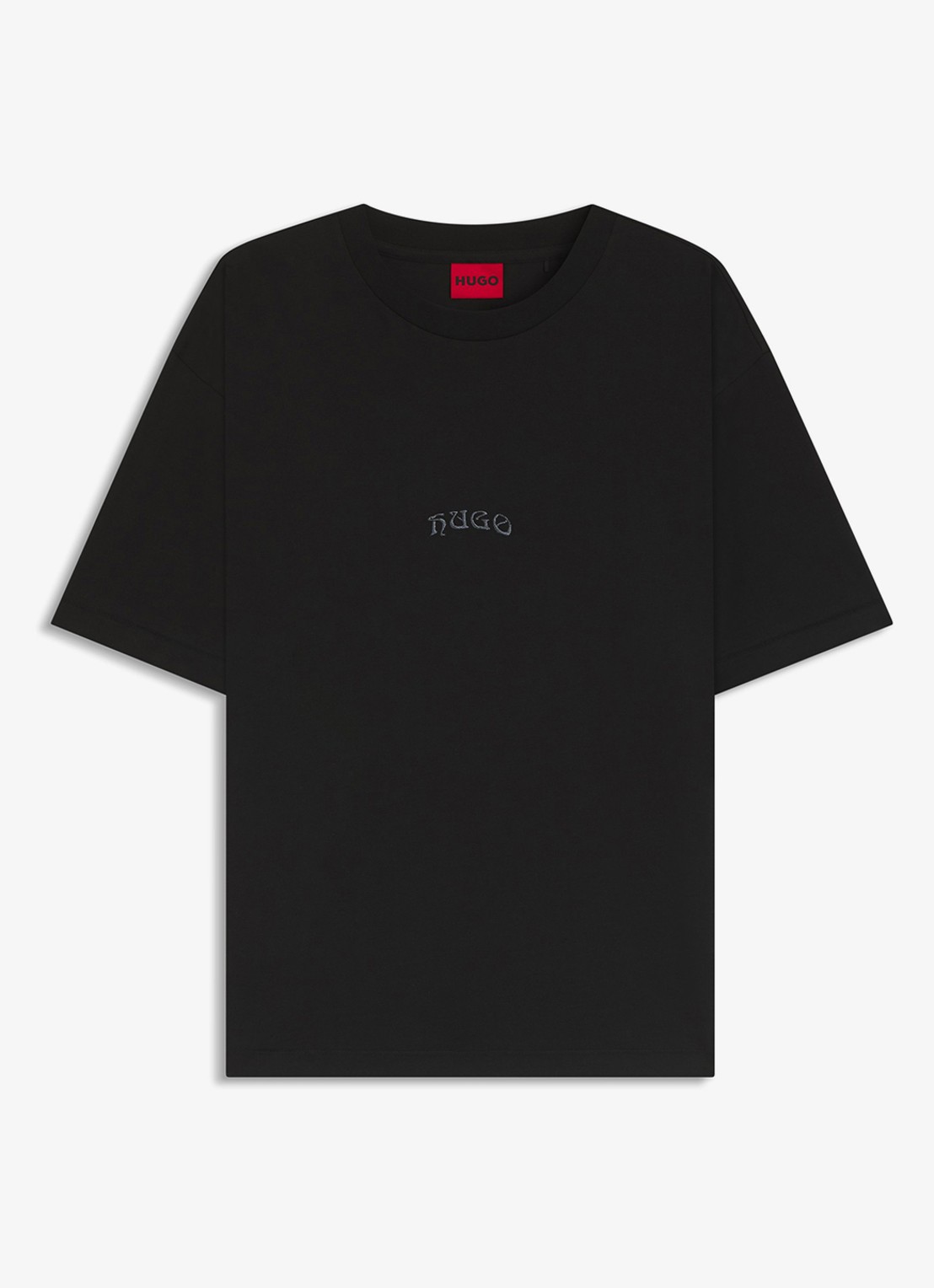 HUGO Dadsu oversized T-shirt met logo- en backprint - voorkant zwart