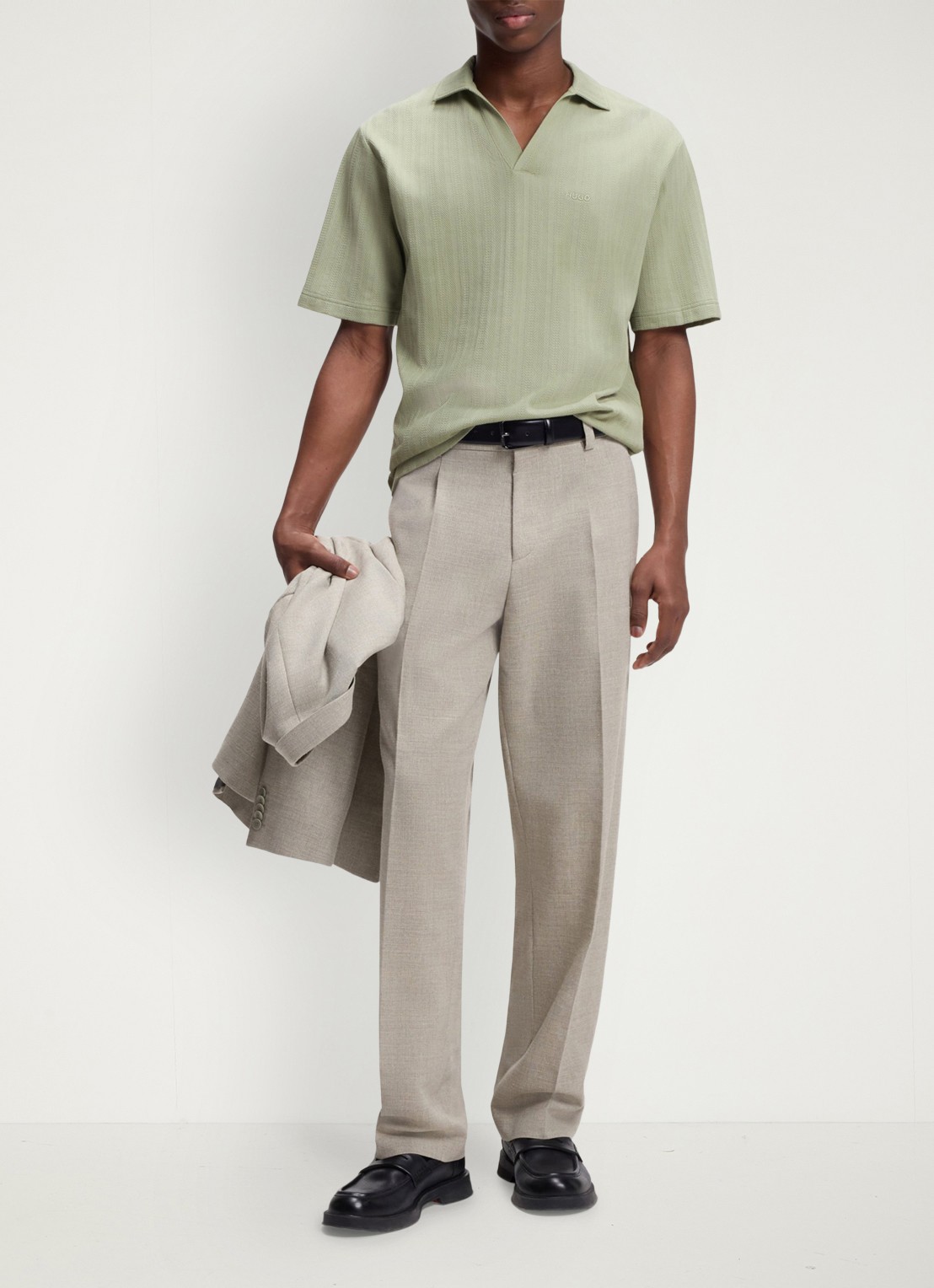 HUGO Dalibo polo met logoborduring - voorkant 3 light/pastel green-337 / groen