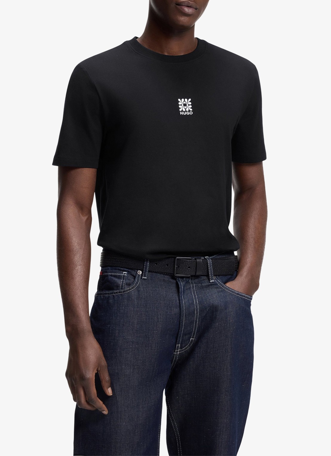 HUGO Darusi t-shirt van katoen - detail 4 black-001 / zwart
