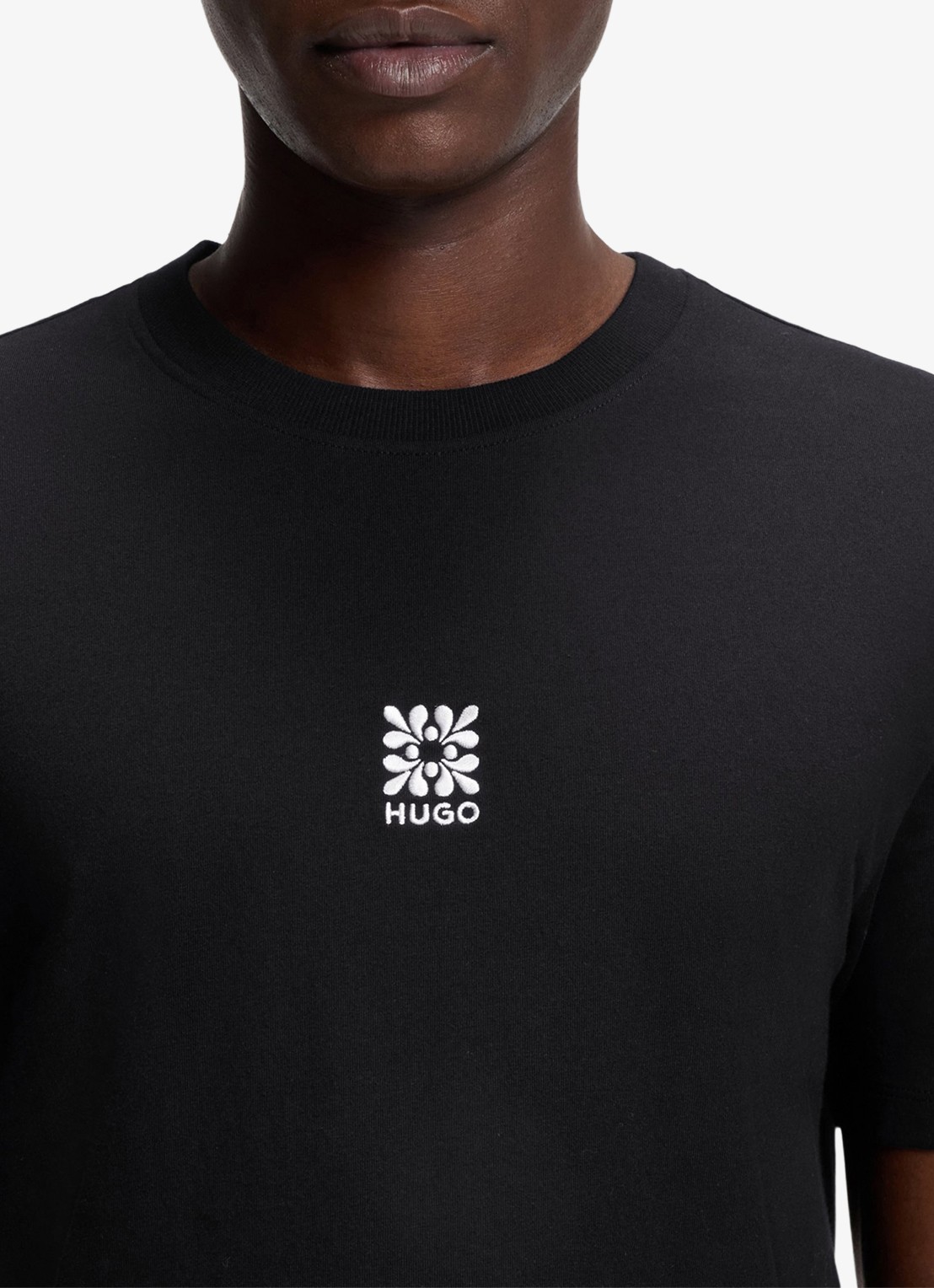 HUGO Darusi t-shirt van katoen - detail 5 black-001 / zwart