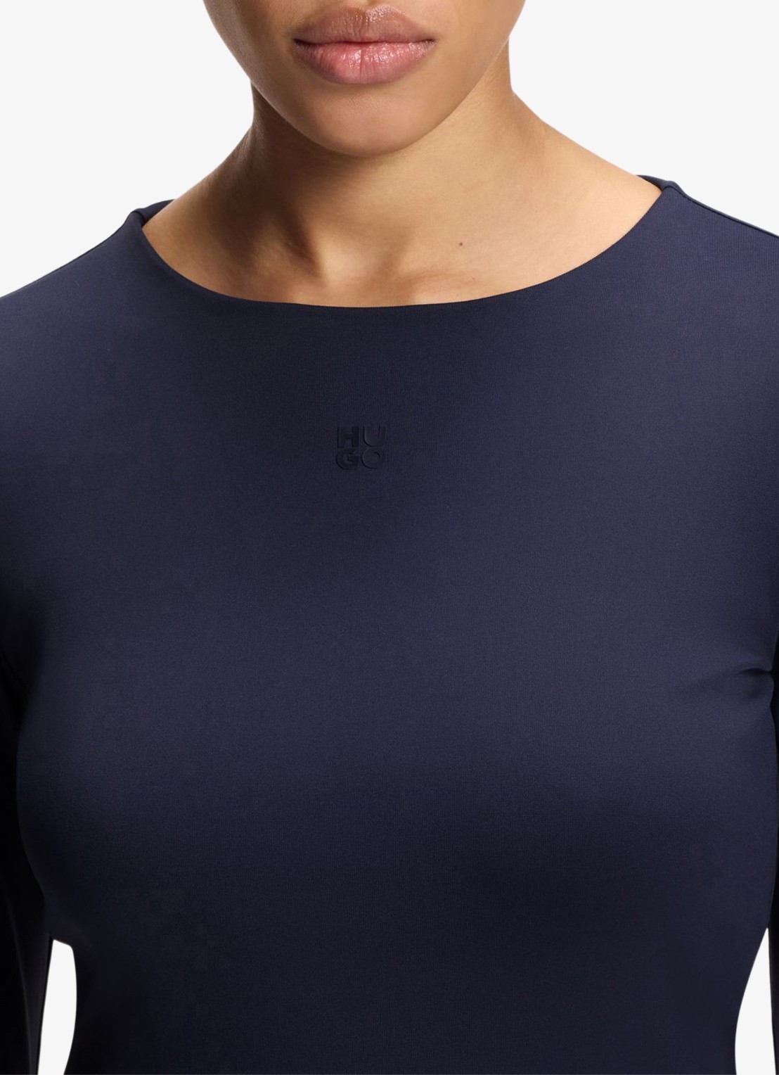 HUGO Dasaiia longsleeve met logo - detail 2 donkerblauw