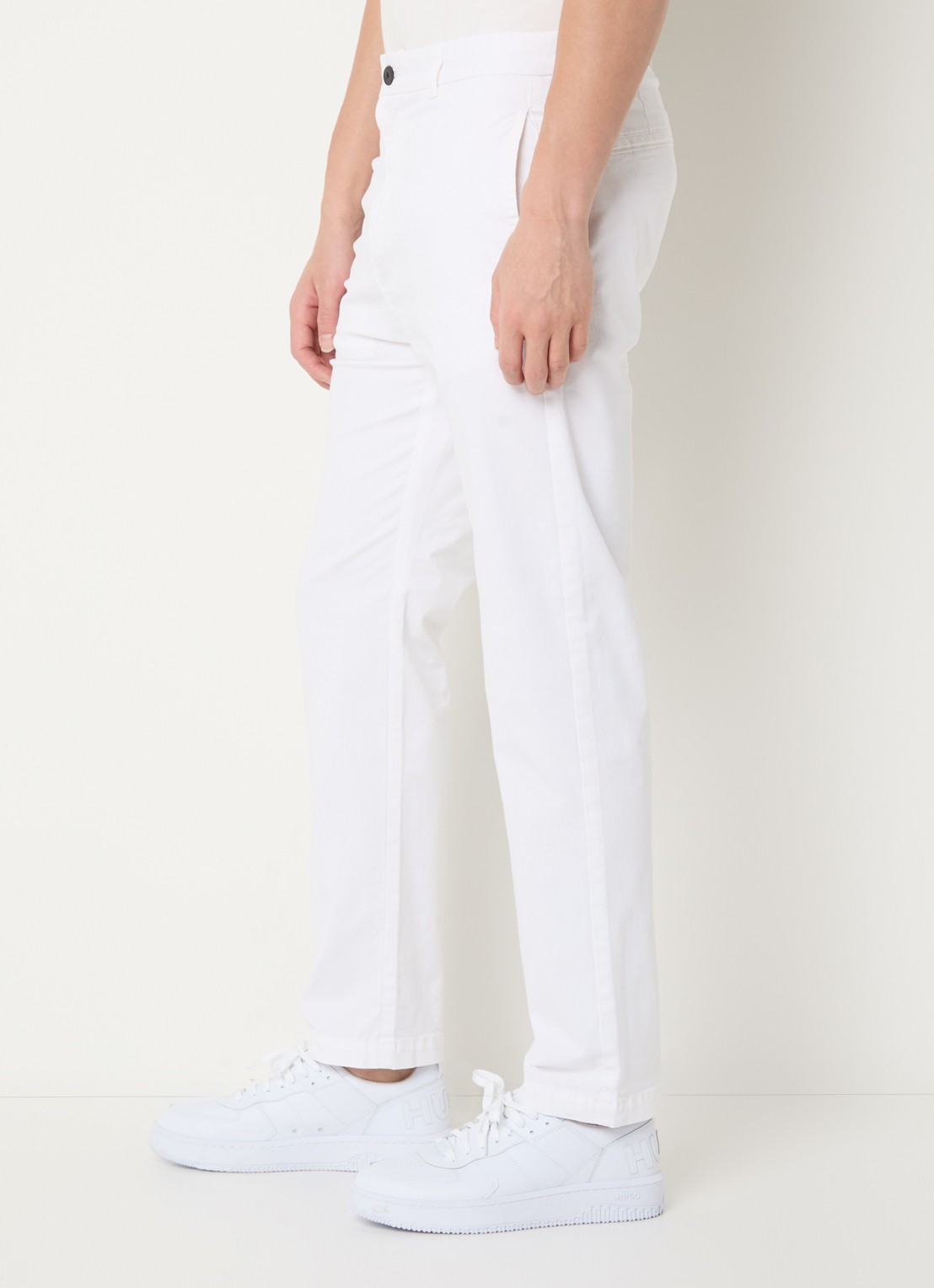 HUGO David slim fit chino met steekzakken - detail 5 wit