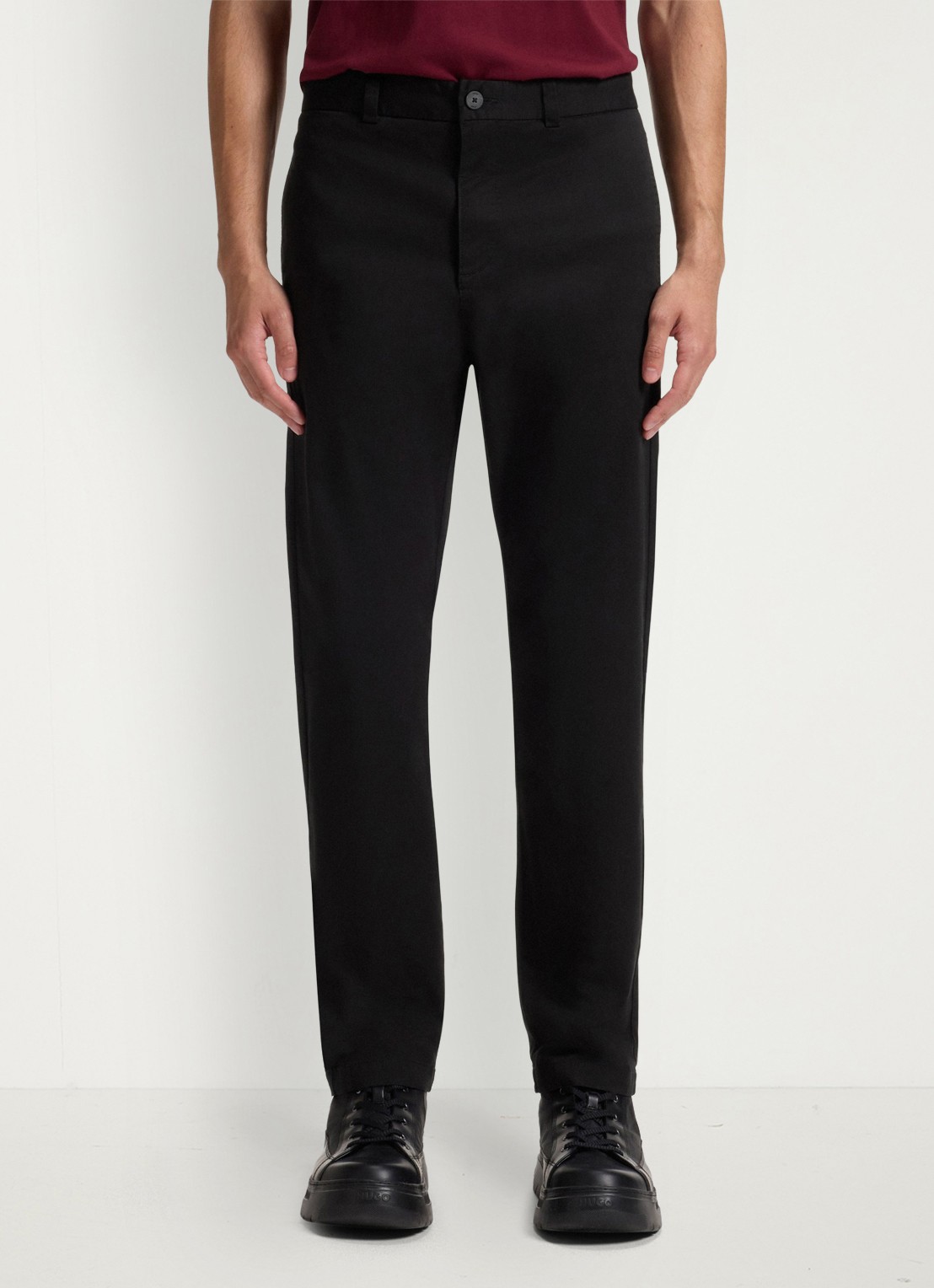 HUGO David slim fit chino met steekzakken - detail 3 black-001 / zwart