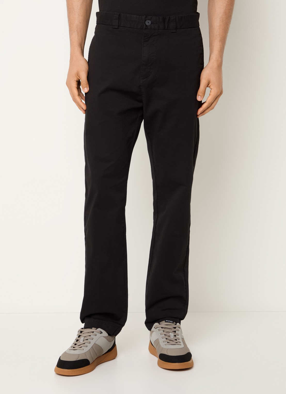 HUGO David slim fit chino met steekzakken - detail 6 black-001 / zwart