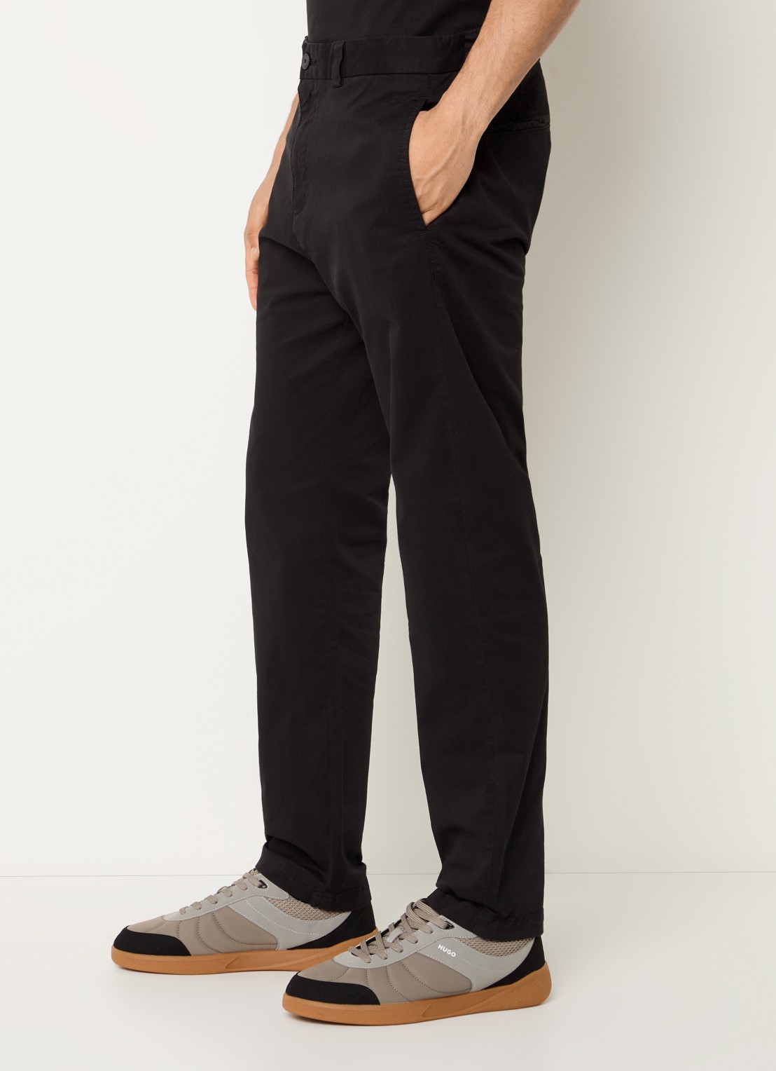 HUGO David slim fit chino met steekzakken - detail 7 black-001 / zwart