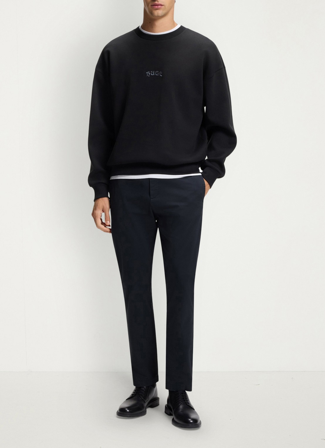 HUGO David slim fit chino met steekzakken - voorkant 3 dark blue-405 / blauw