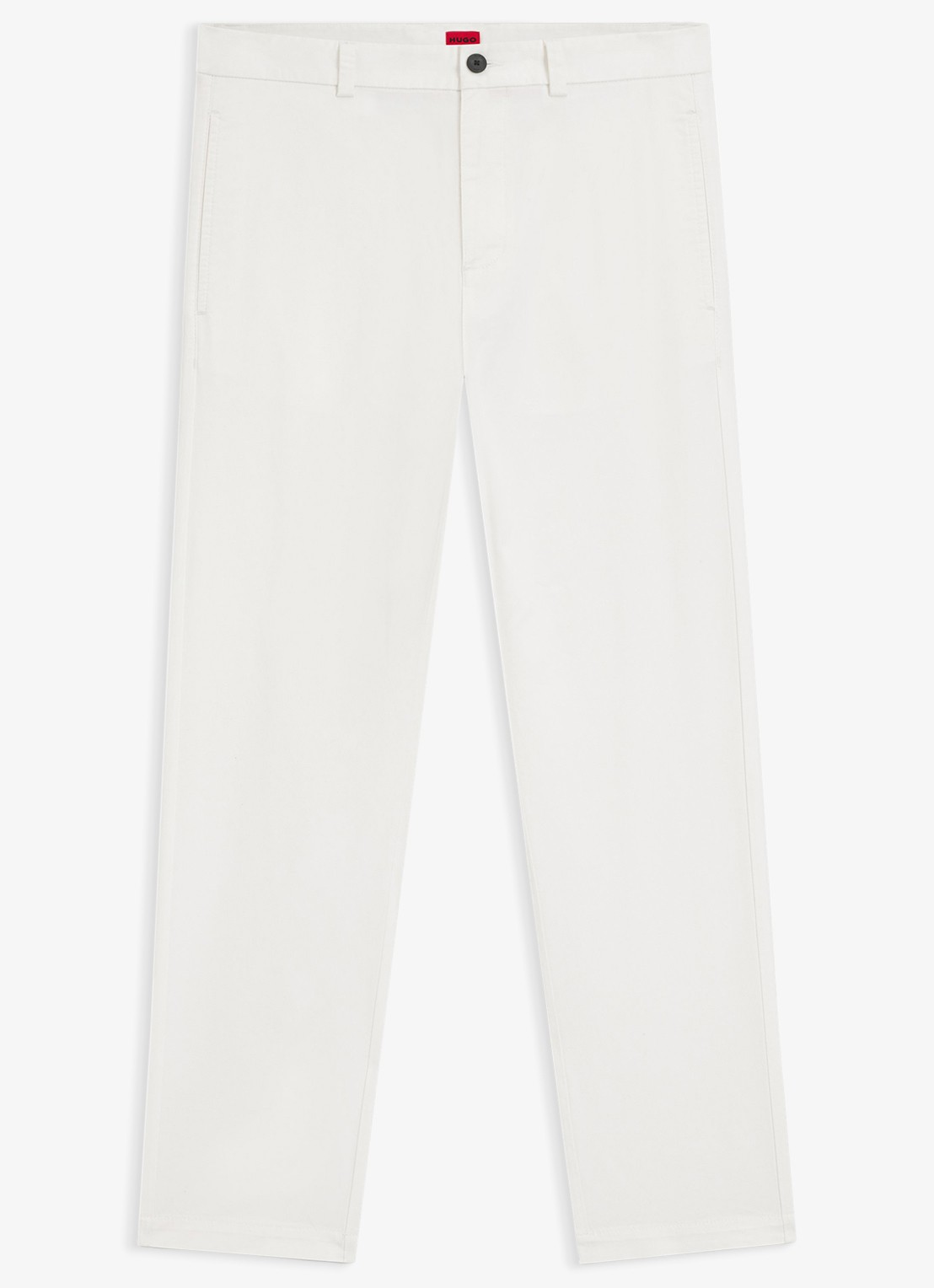 HUGO David slim fit chino met steekzakken - voorkant 2 natural-102 / wit