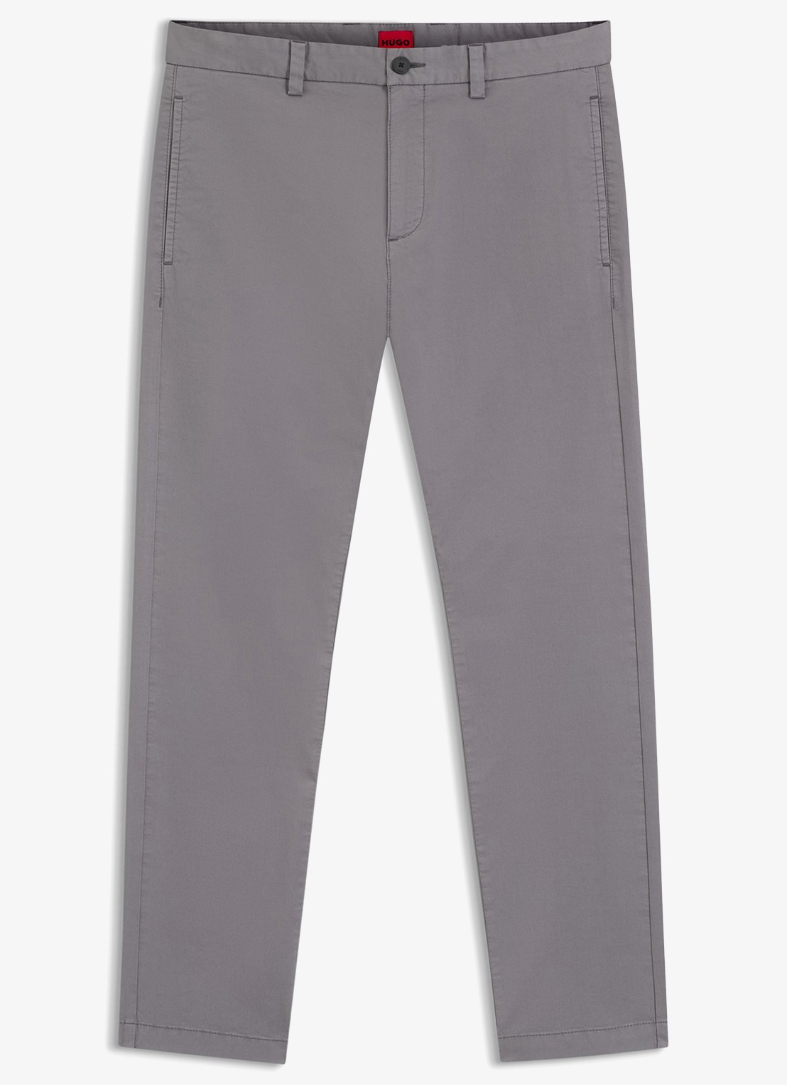 HUGO David slim fit chino met steekzakken - voorkant dark grey-025 / grijs