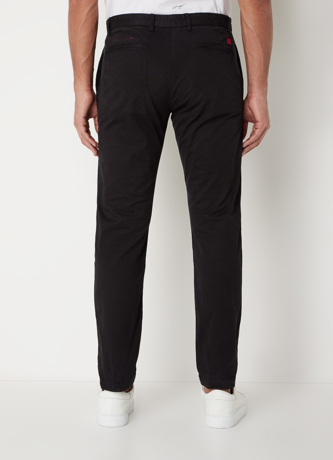 HUGO David slim fit chino met stretch - achterkant 5 zwart