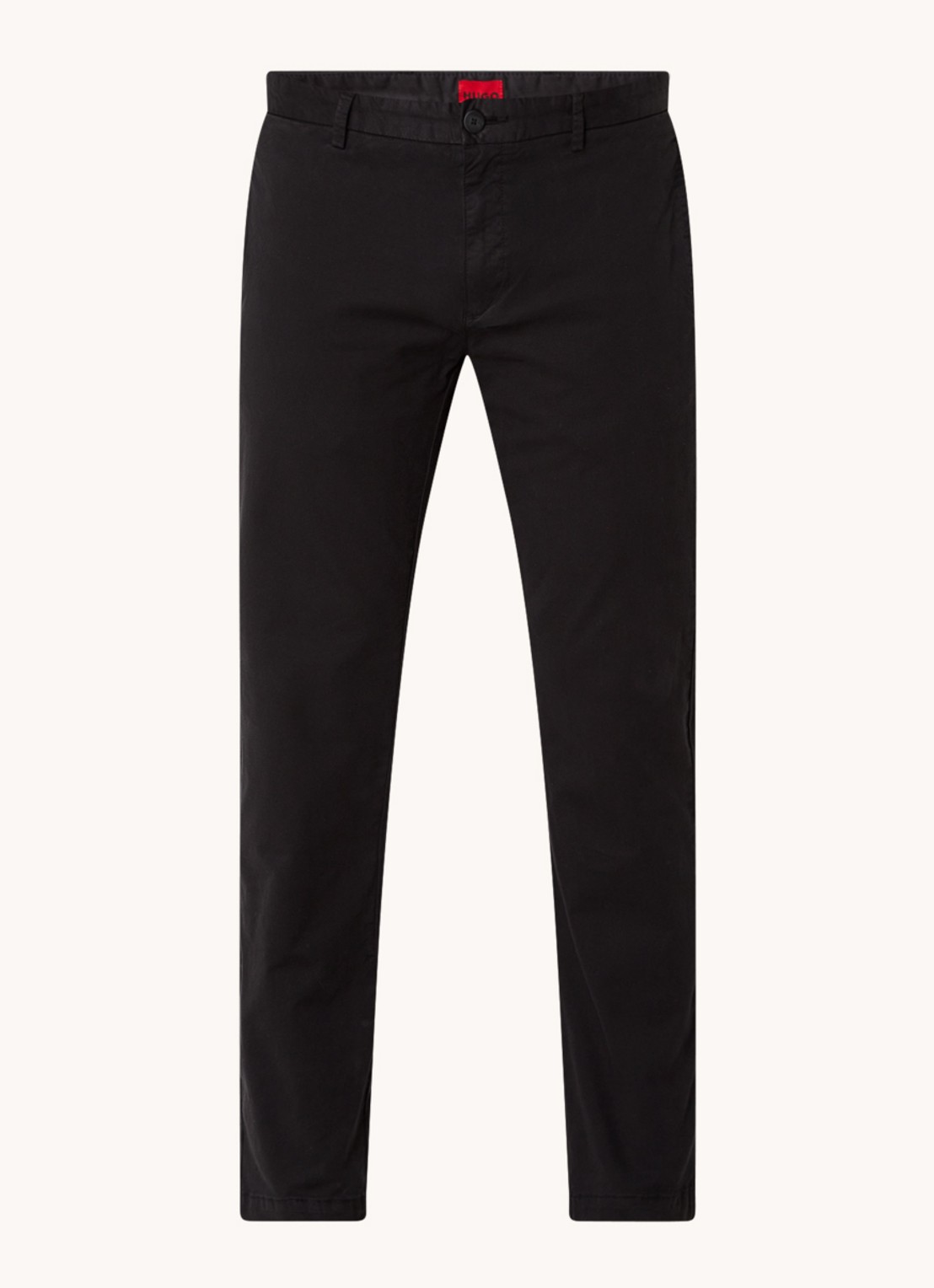 HUGO David slim fit chino met stretch - voorkant 3 zwart