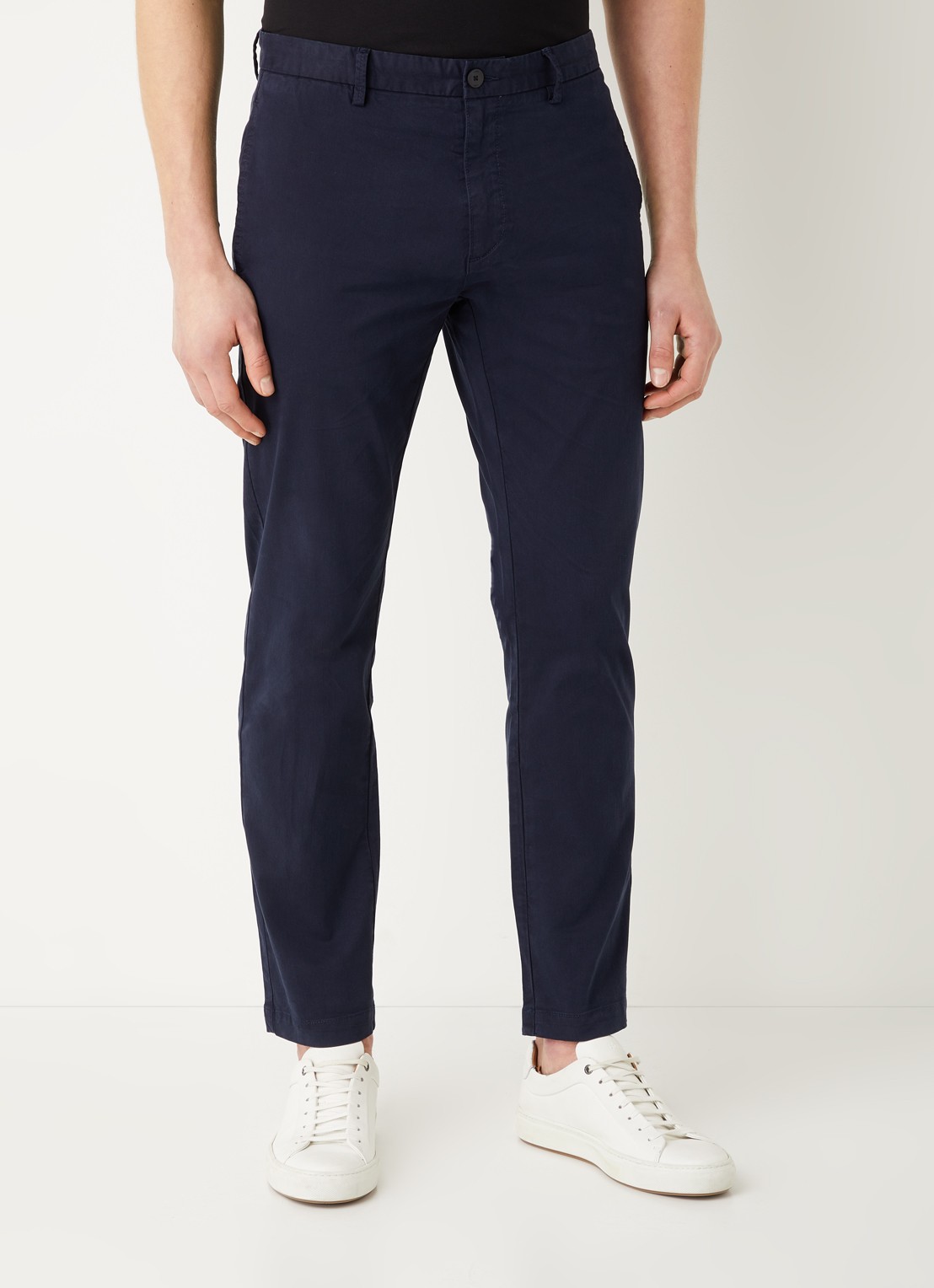 HUGO David slim fit chino met stretch - detail donkerblauw