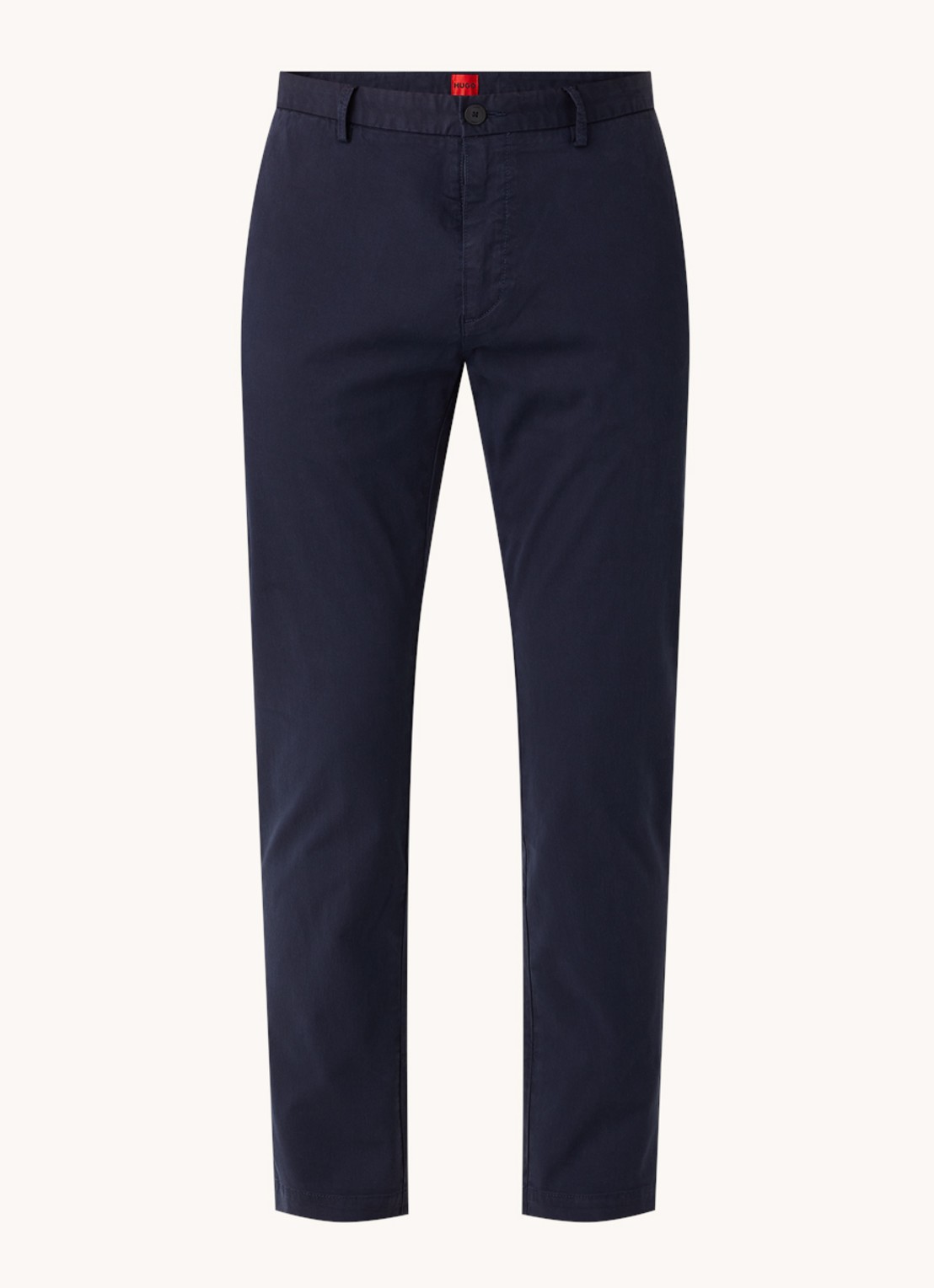 HUGO David slim fit chino met stretch - voorkant 4 donkerblauw