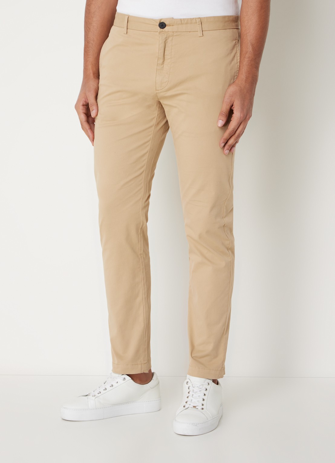 HUGO David slim fit chino met stretch - detail 2 beige