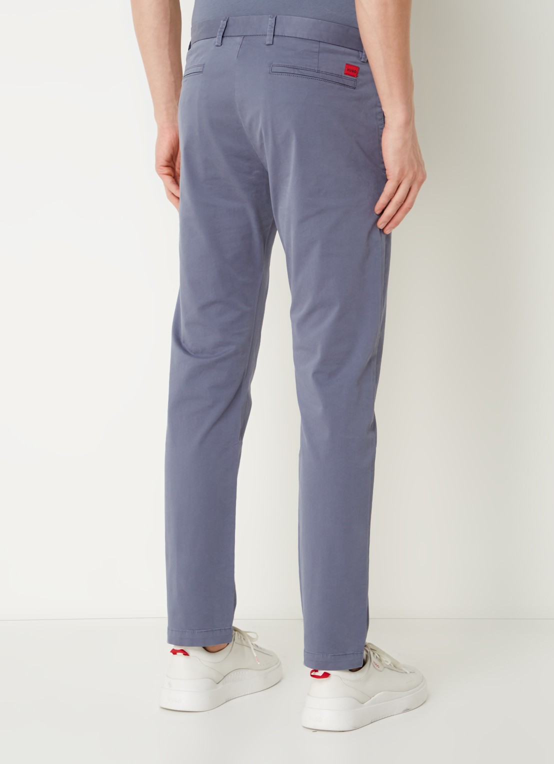 HUGO David slim fit chino met stretch - achterkant 3 staalblauw