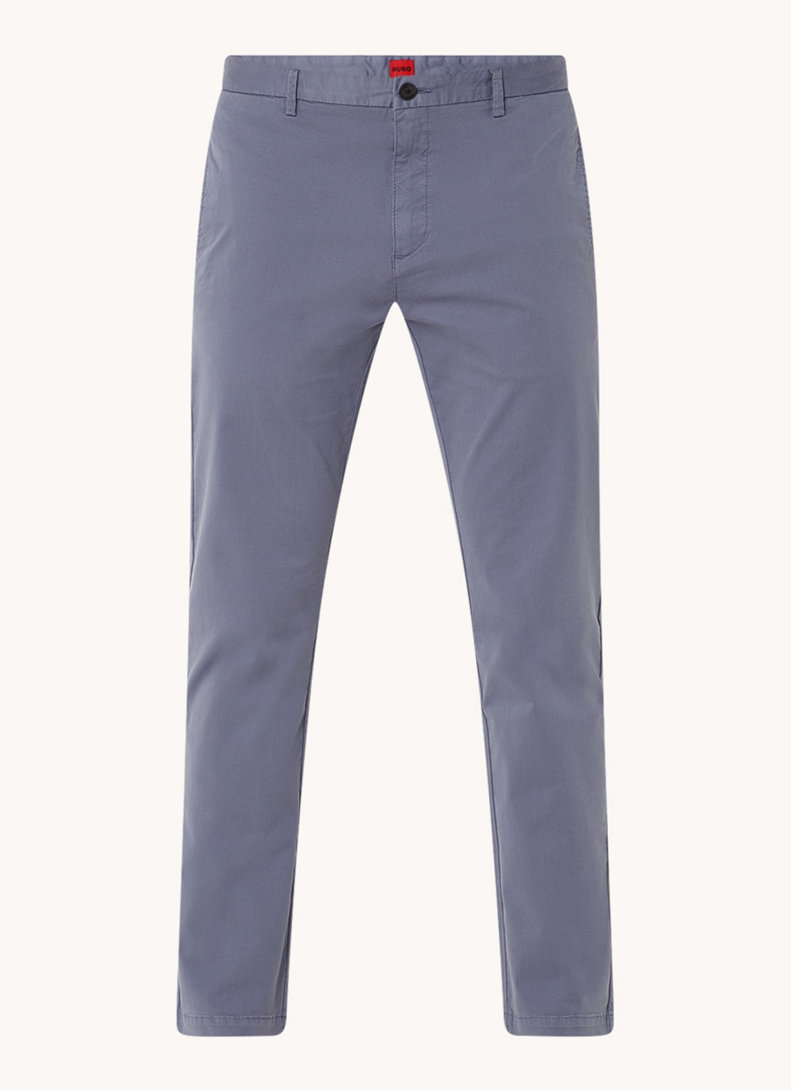 HUGO David slim fit chino met stretch - voorkant staalblauw
