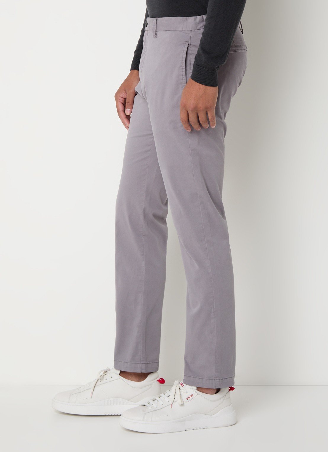 HUGO David slim fit chino met stretch - detail 2 grijs