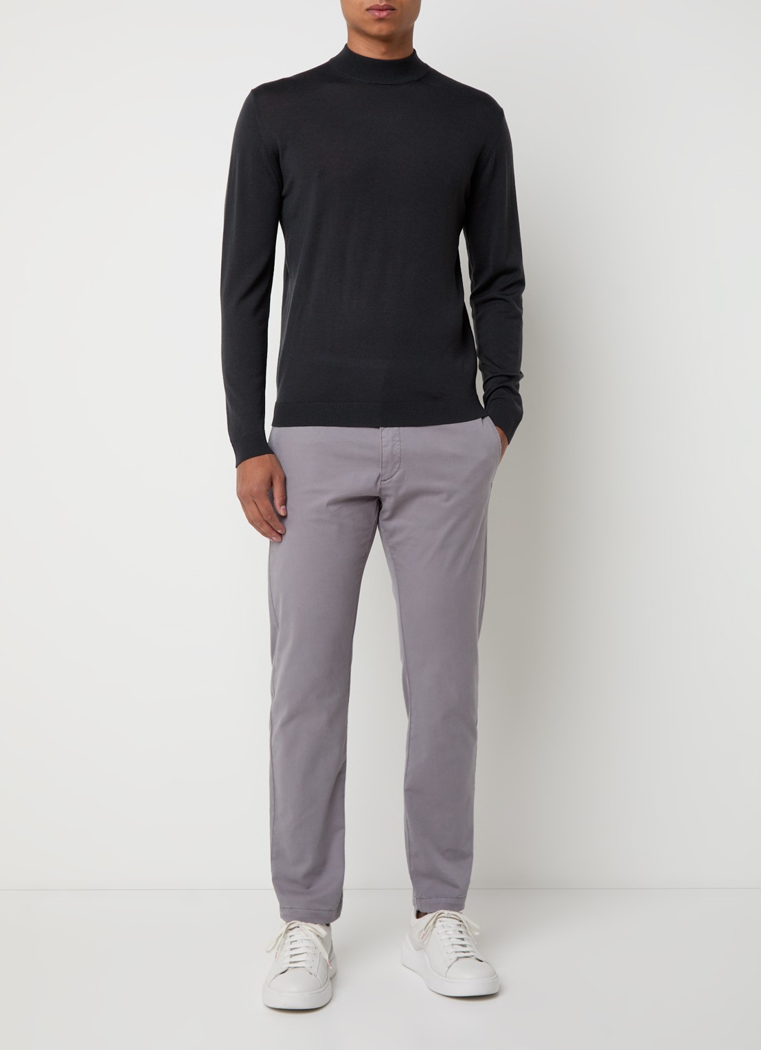 HUGO David slim fit chino met stretch - voorkant 4 grijs