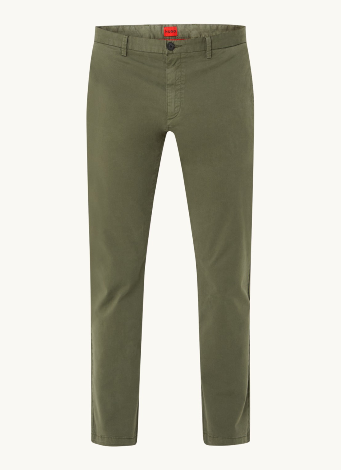 HUGO David slim fit chino met stretch - voorkant bronsgroen