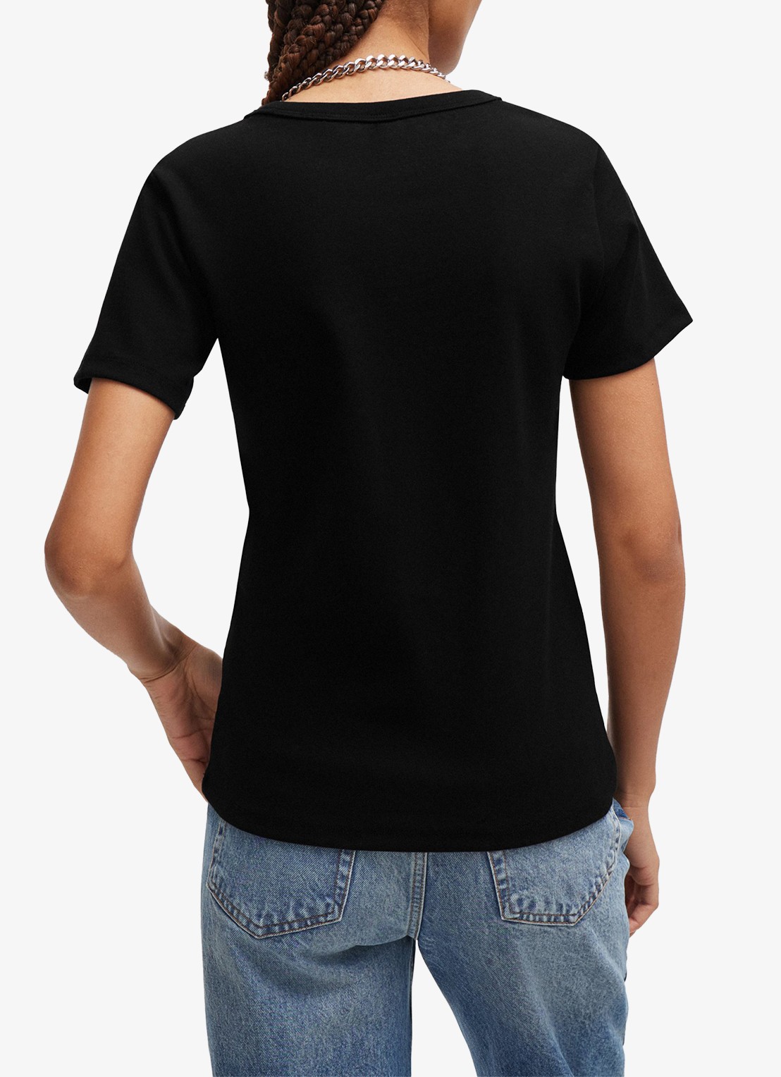 HUGO Deloris T-shirt met logoborduring - achterkant zwart