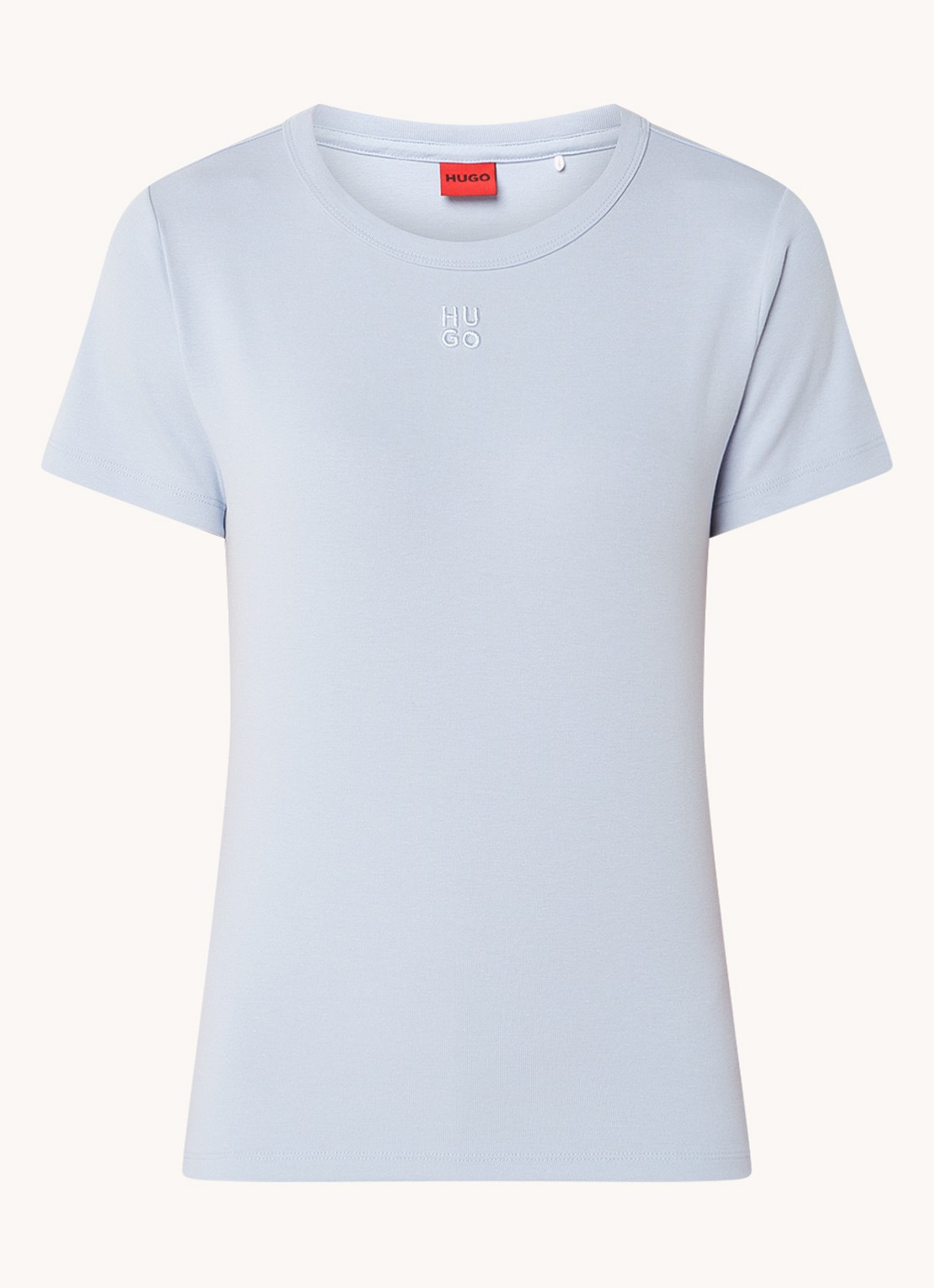 HUGO Deloris T-shirt met logoborduring - voorkant lavendel
