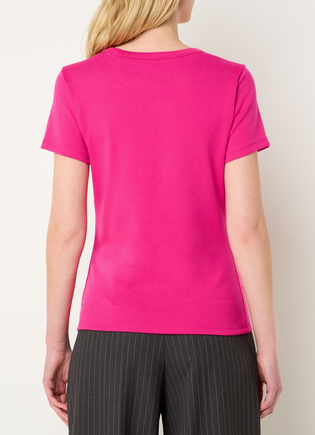 HUGO Deloris T-shirt met logoborduring - achterkant fuchsia