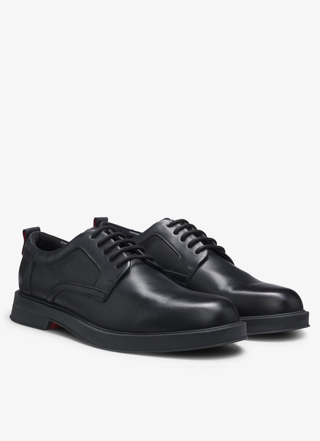 HUGO Derby veterschoen van leer - voorkant 5 zwart