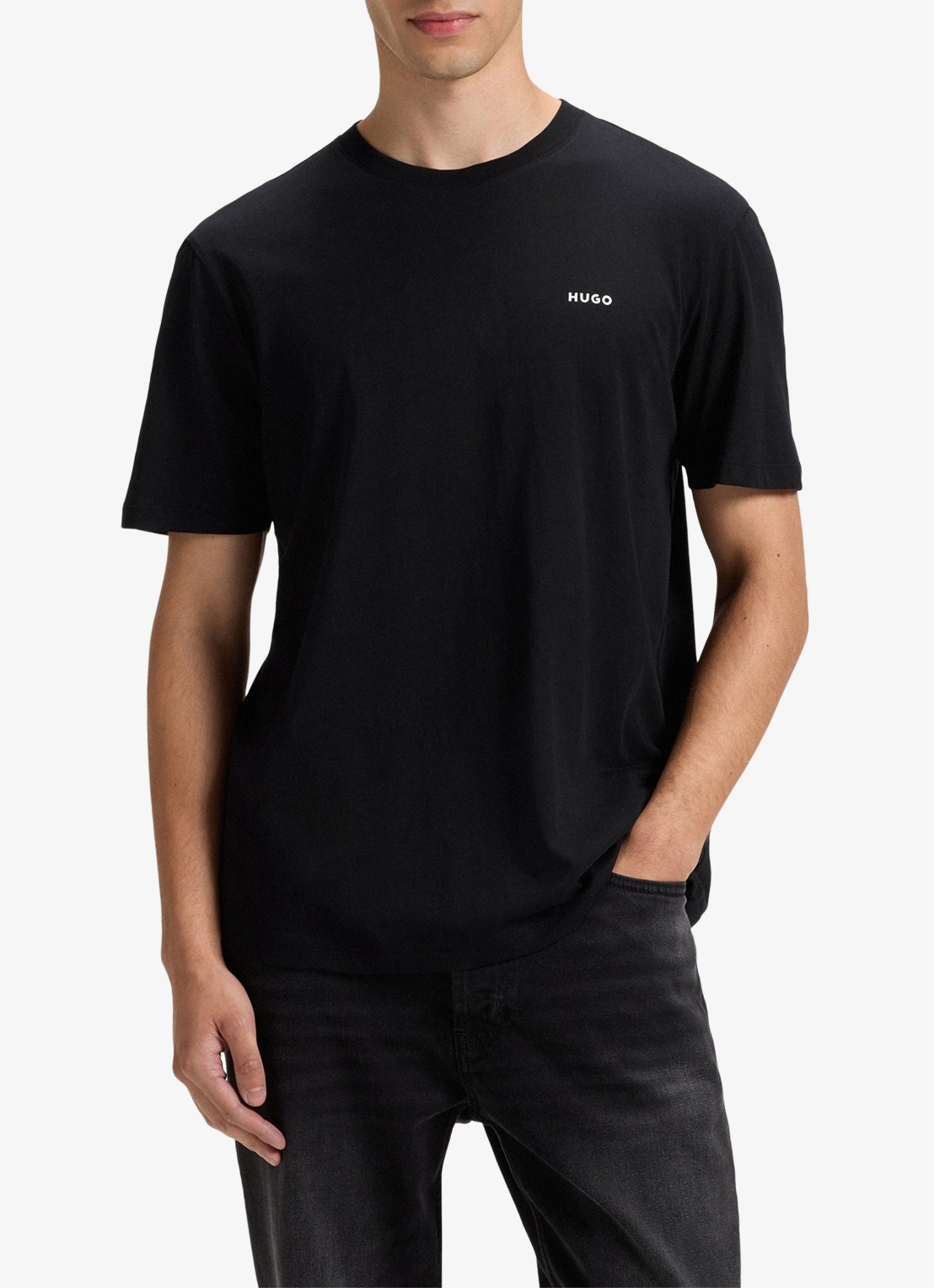 HUGO Dero T-shirt met logo - detail 3 zwart
