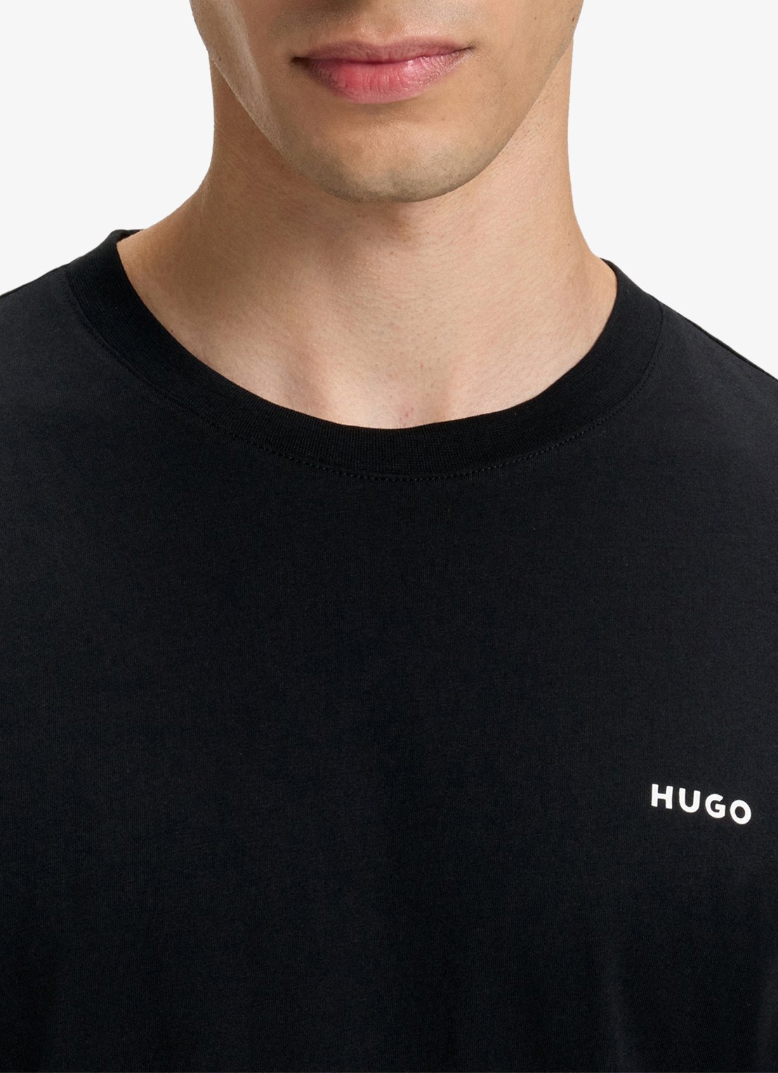 HUGO Dero T-shirt met logo - detail 4 zwart