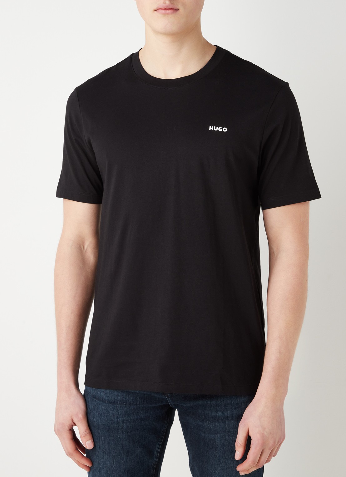 HUGO Dero T-shirt met logo - detail 6 zwart