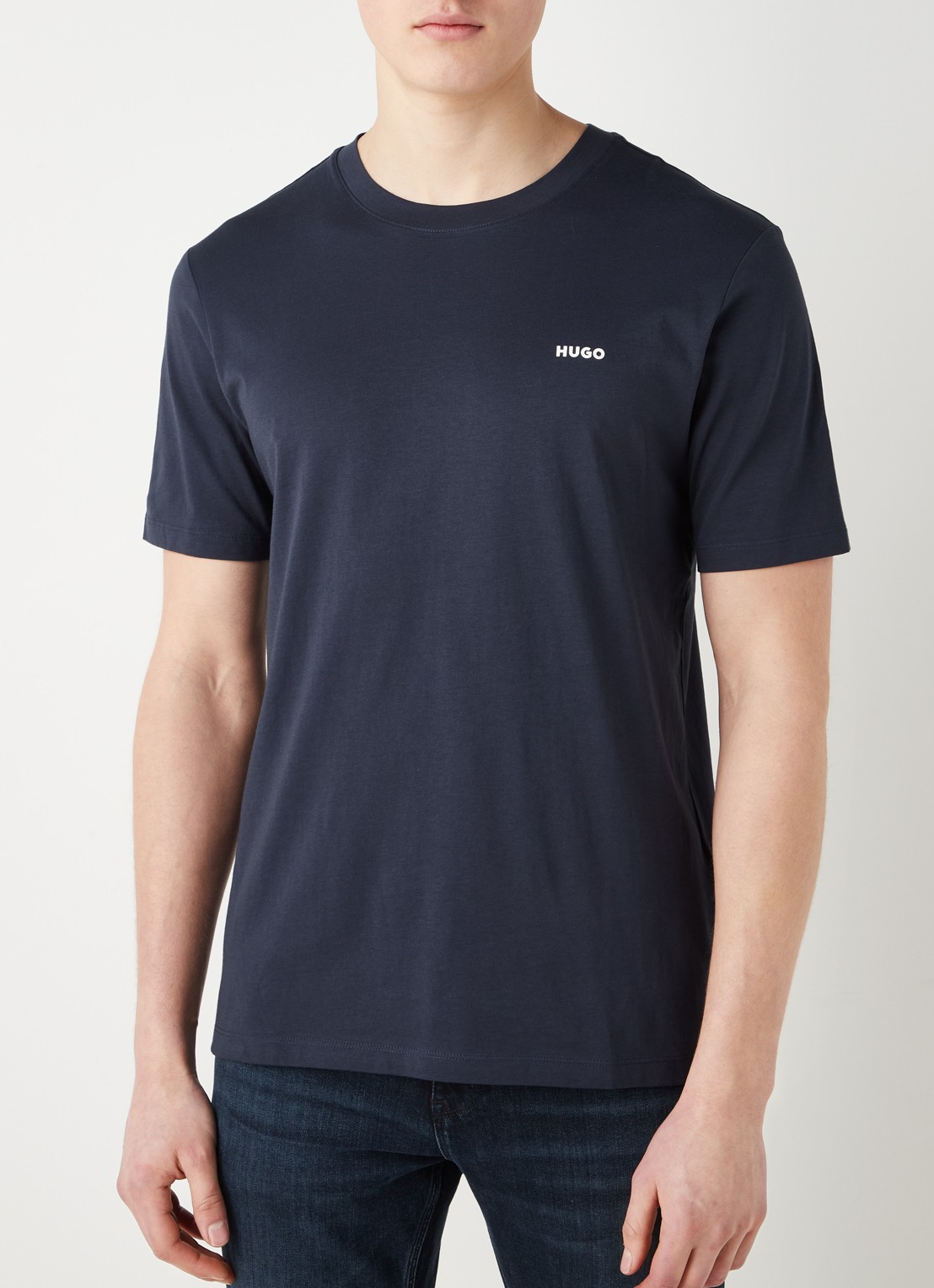 HUGO Dero T-shirt met logo - detail 2 donkerblauw