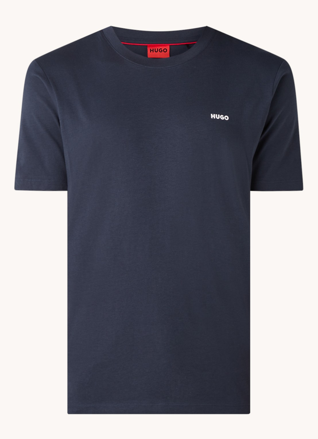 HUGO Dero T-shirt met logo - voorkant 3 donkerblauw