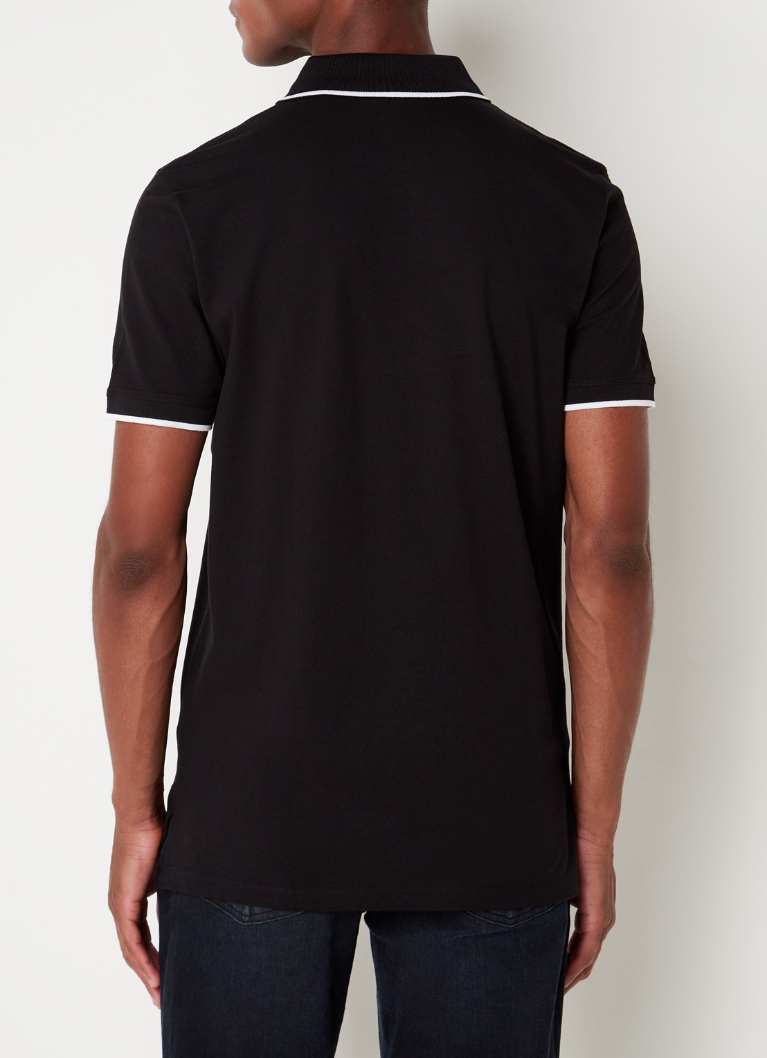 HUGO Dinoso slim fit polo van piqué katoen met logo - achterkant diepzwart