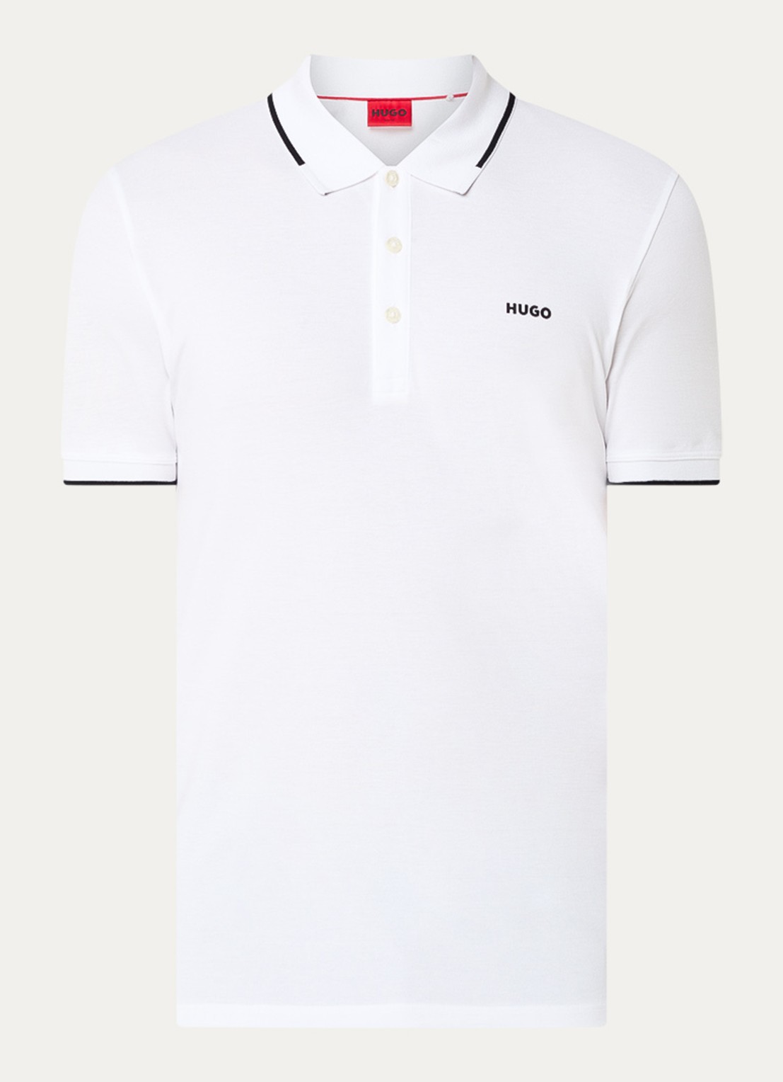 HUGO Dinoso slim fit polo van piqué katoen met logo - voorkant 2 wit
