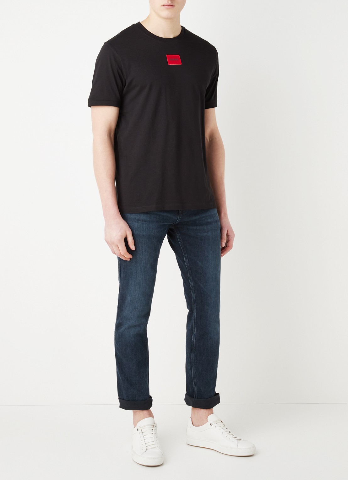 HUGO Diragolino T-shirt met logo - voorkant 2 zwart