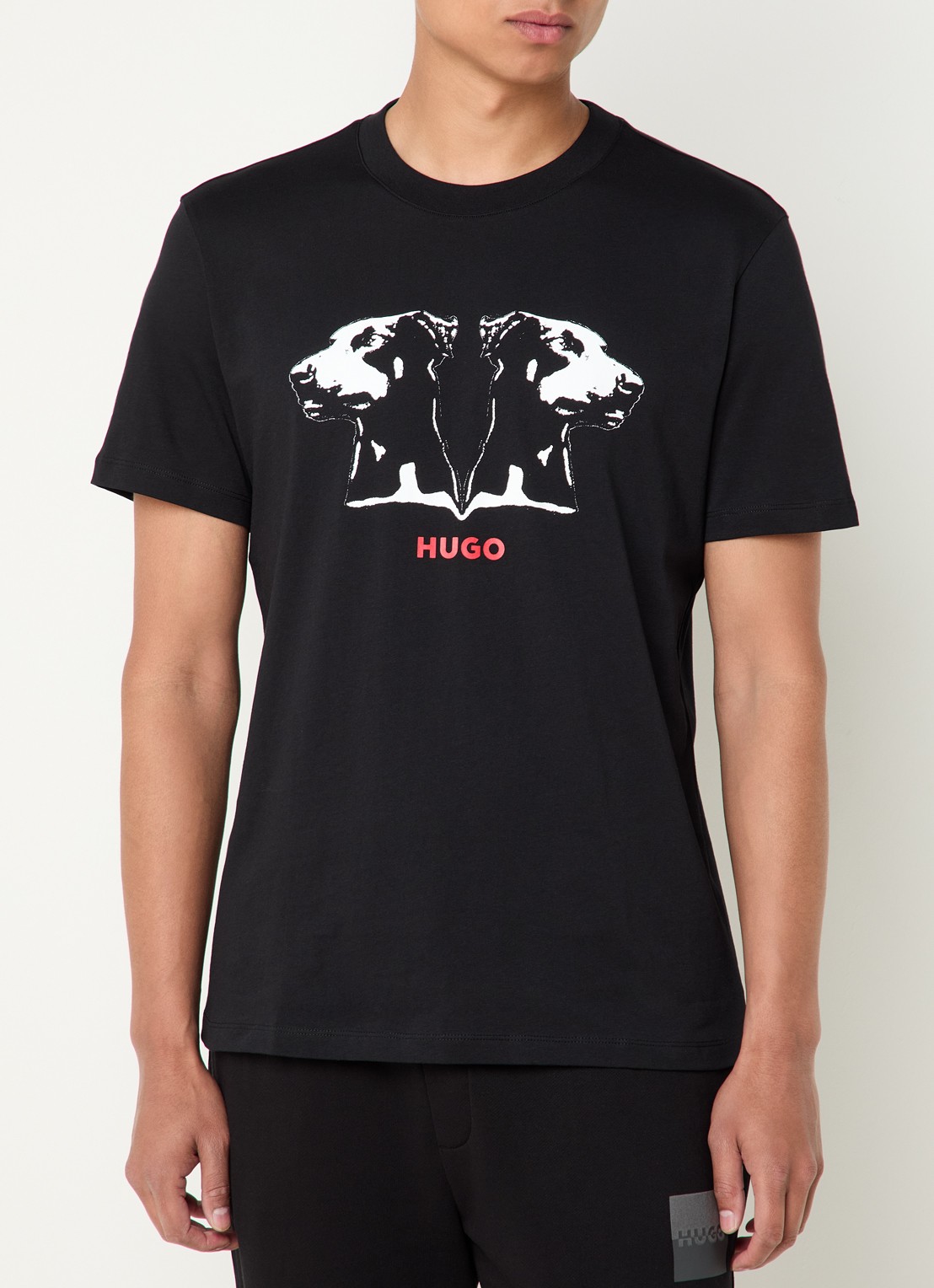 HUGO Dobero T-shirt met logoprint - detail zwart