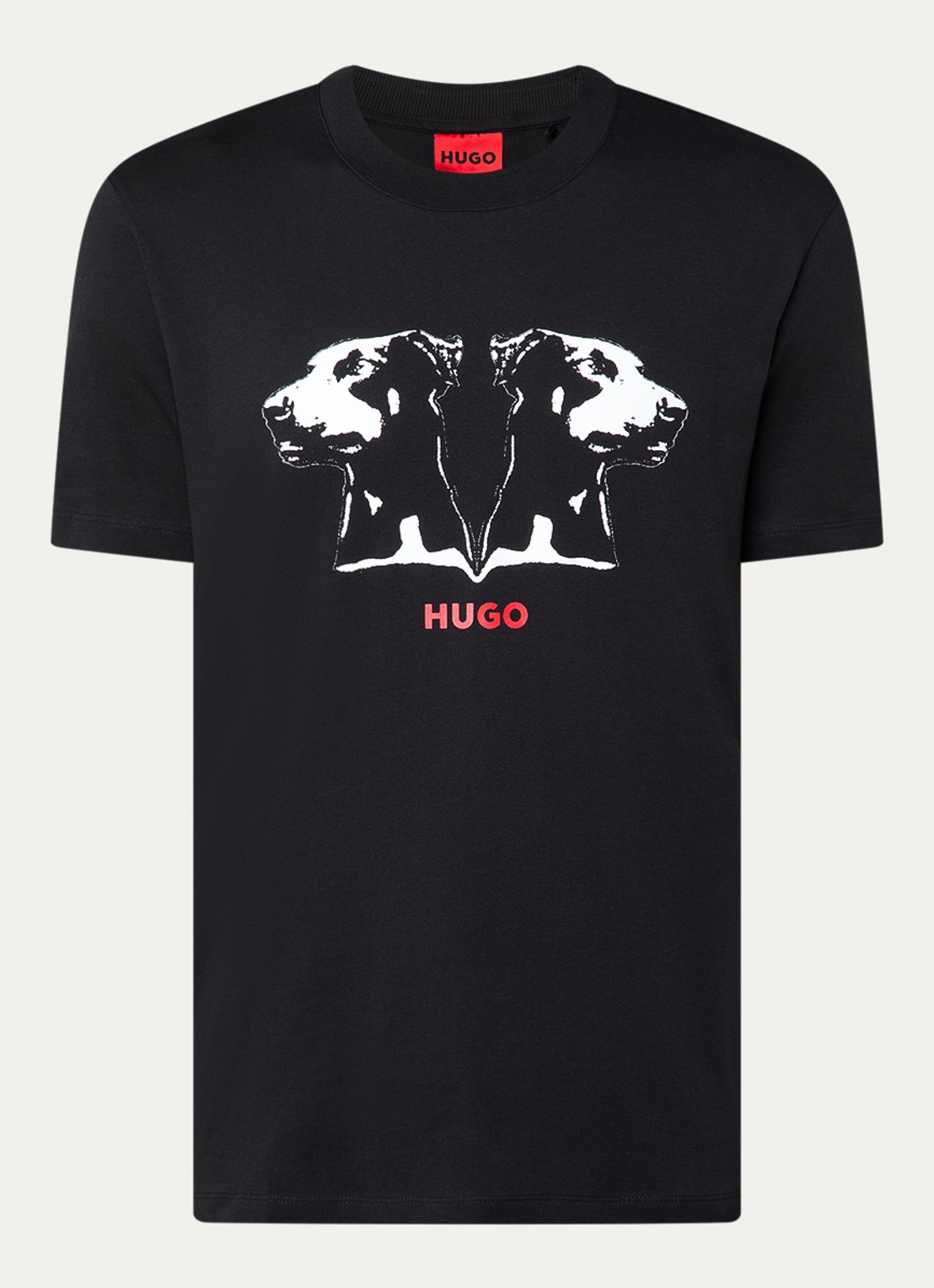 HUGO Dobero T-shirt met logoprint - voorkant 3 zwart