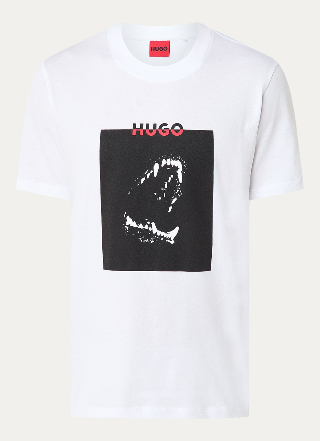 HUGO Dobero T-shirt met logoprint - voorkant wit