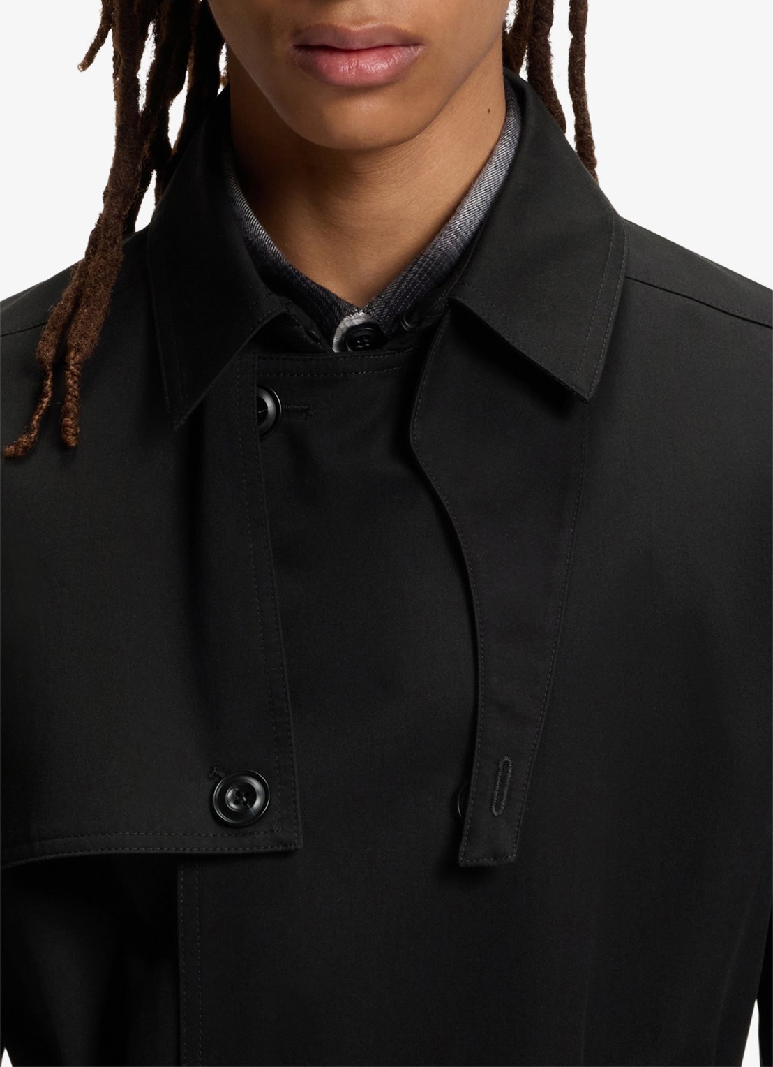 HUGO Double-breasted trenchcoat met strikceintuur - detail 5 zwart