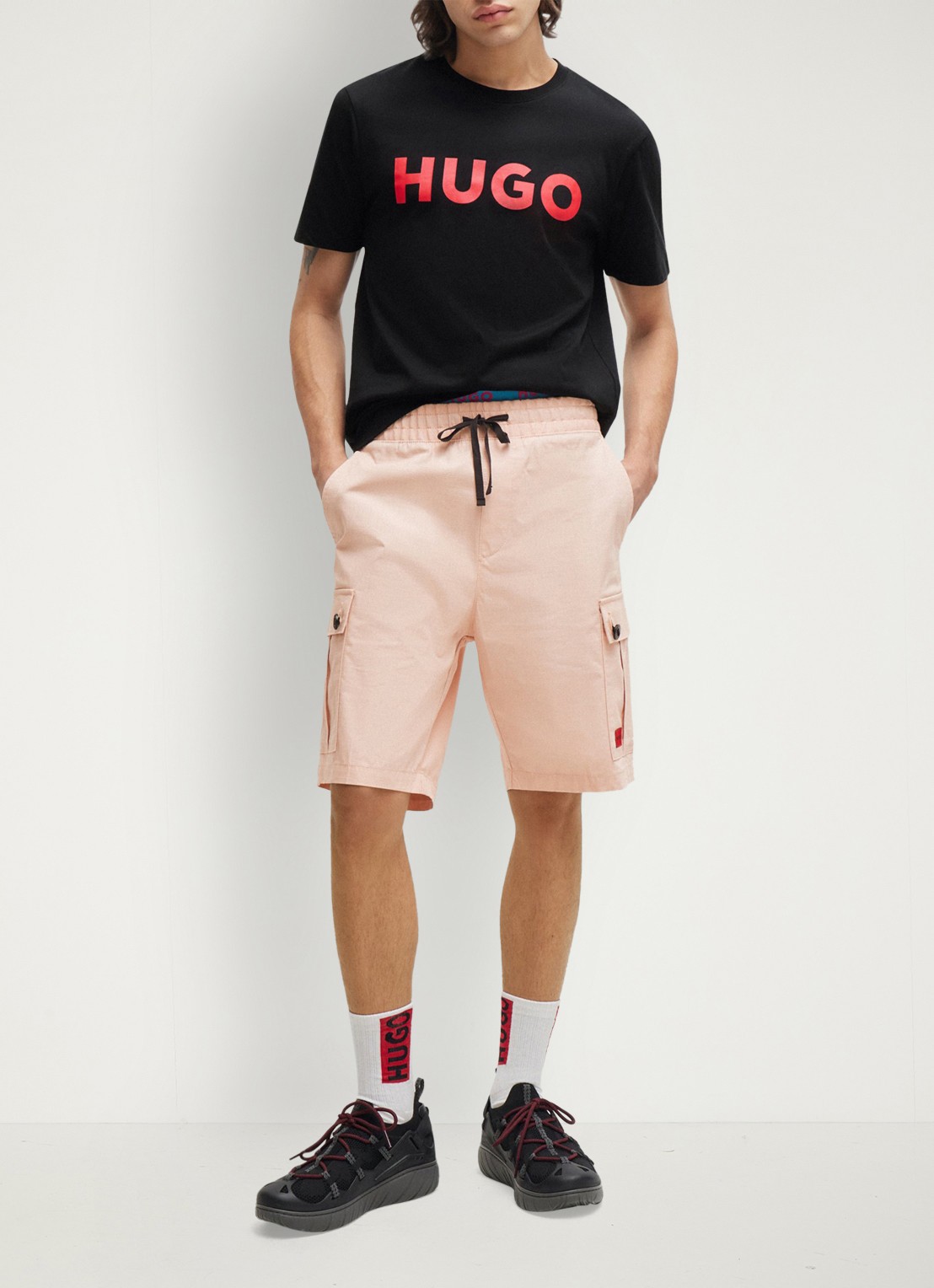HUGO Dulivio T-shirt met logoprint  - voorkant 5 rood