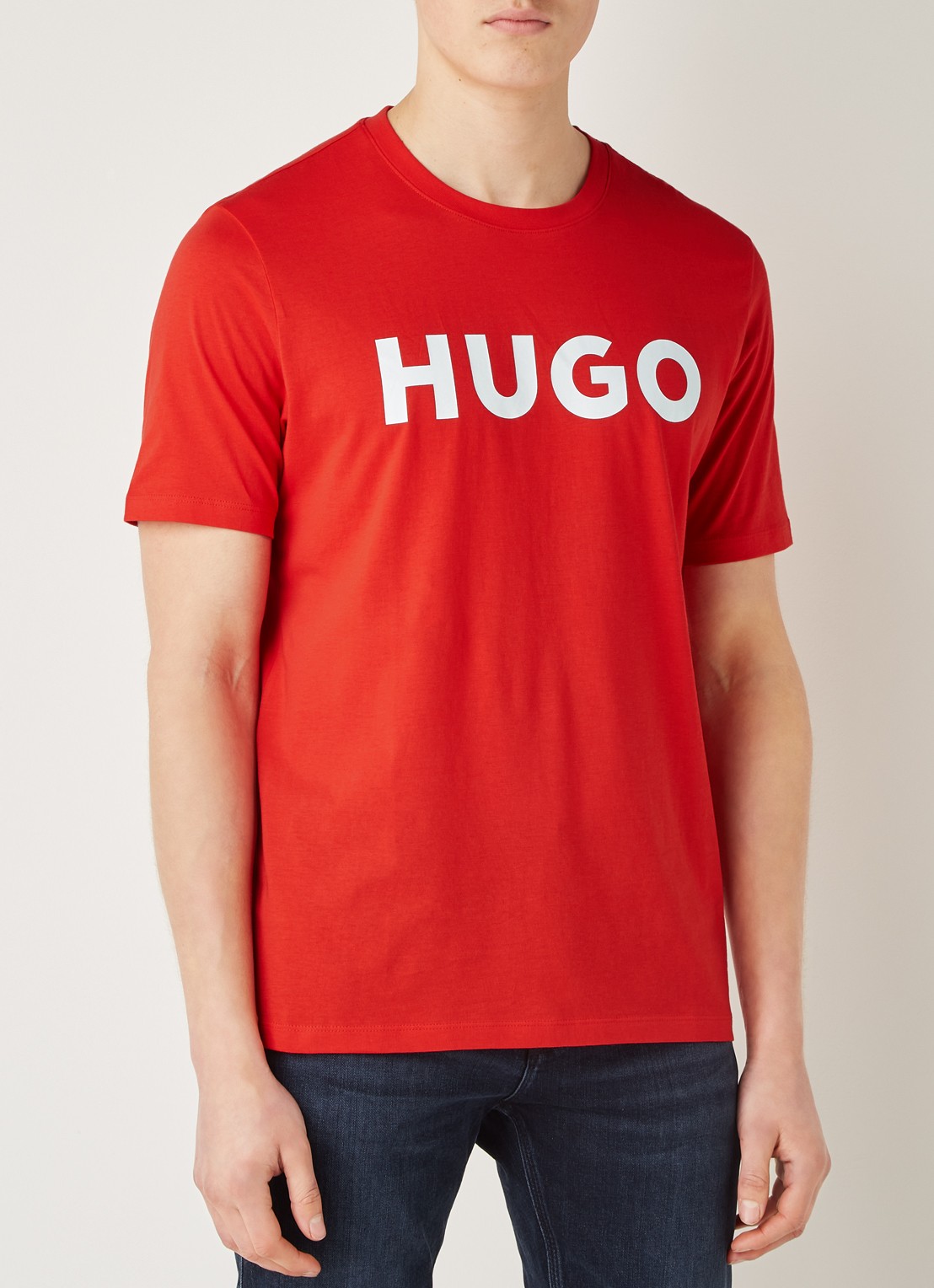 HUGO Dulivio T-shirt met logoprint  - detail 4 steenrood